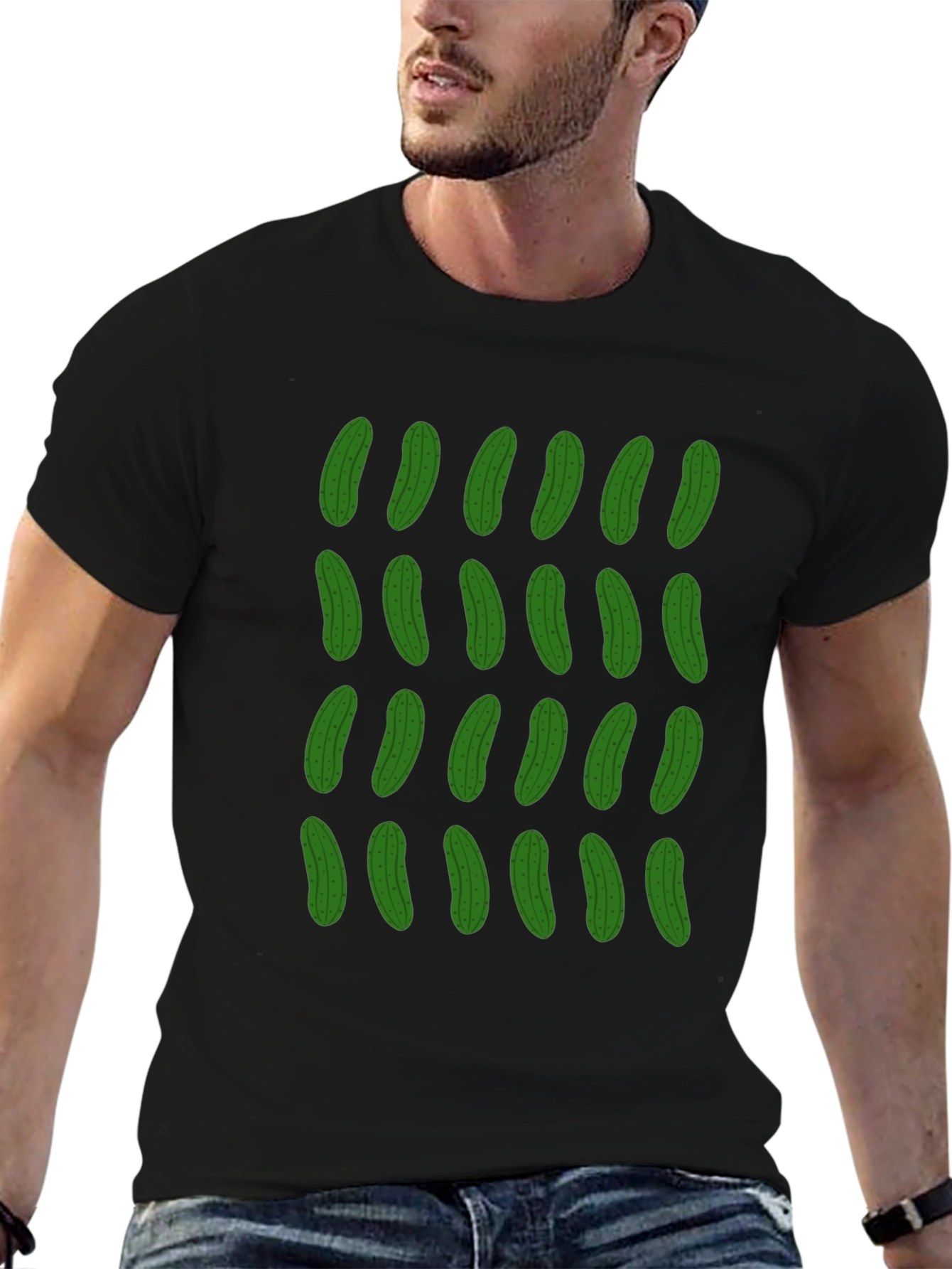 Pickle Pattern T-Shirt - Funky Black Tee