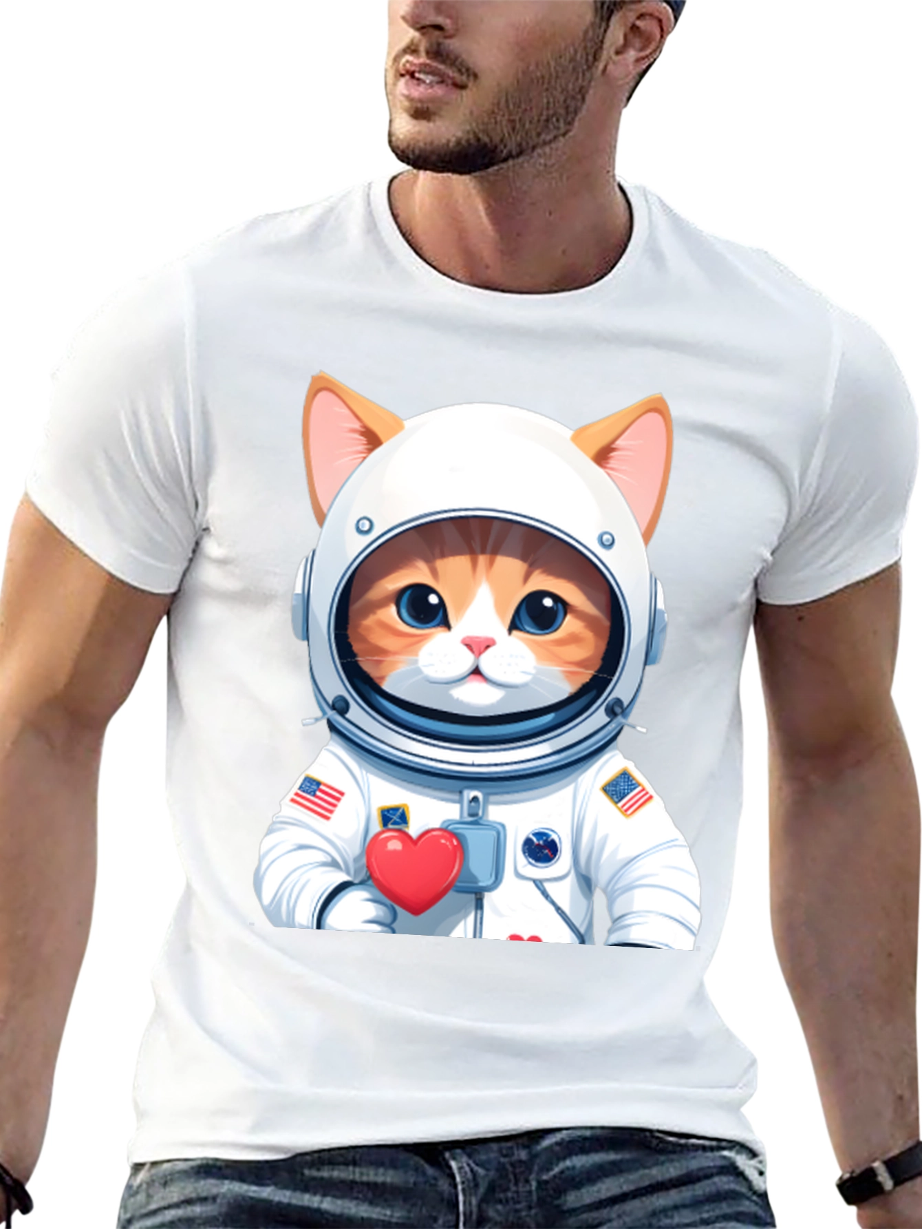 Cat Astronaut Black T-Shirt