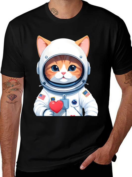 Cat Astronaut Black T-Shirt