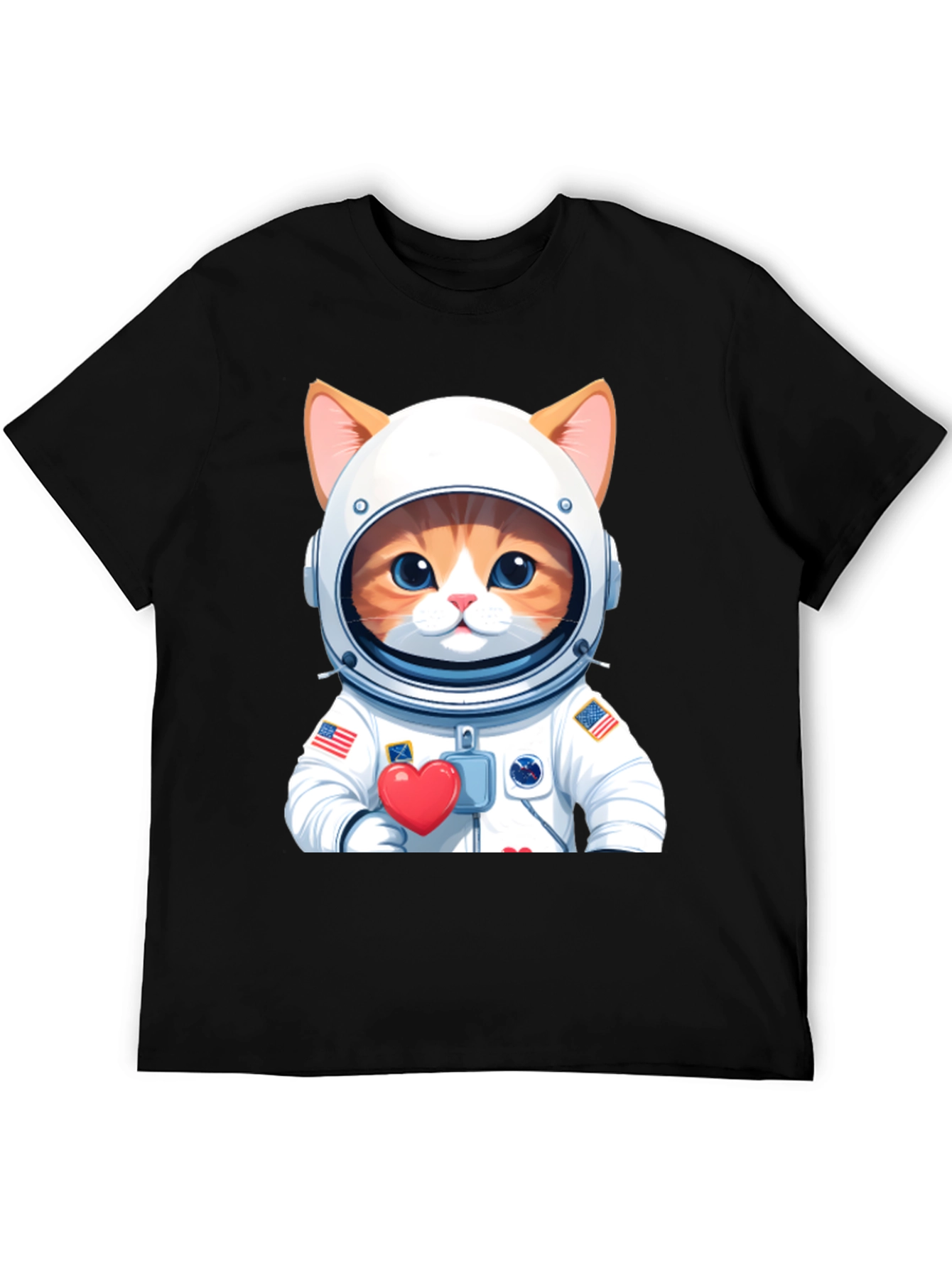 Cat Astronaut Black T-Shirt