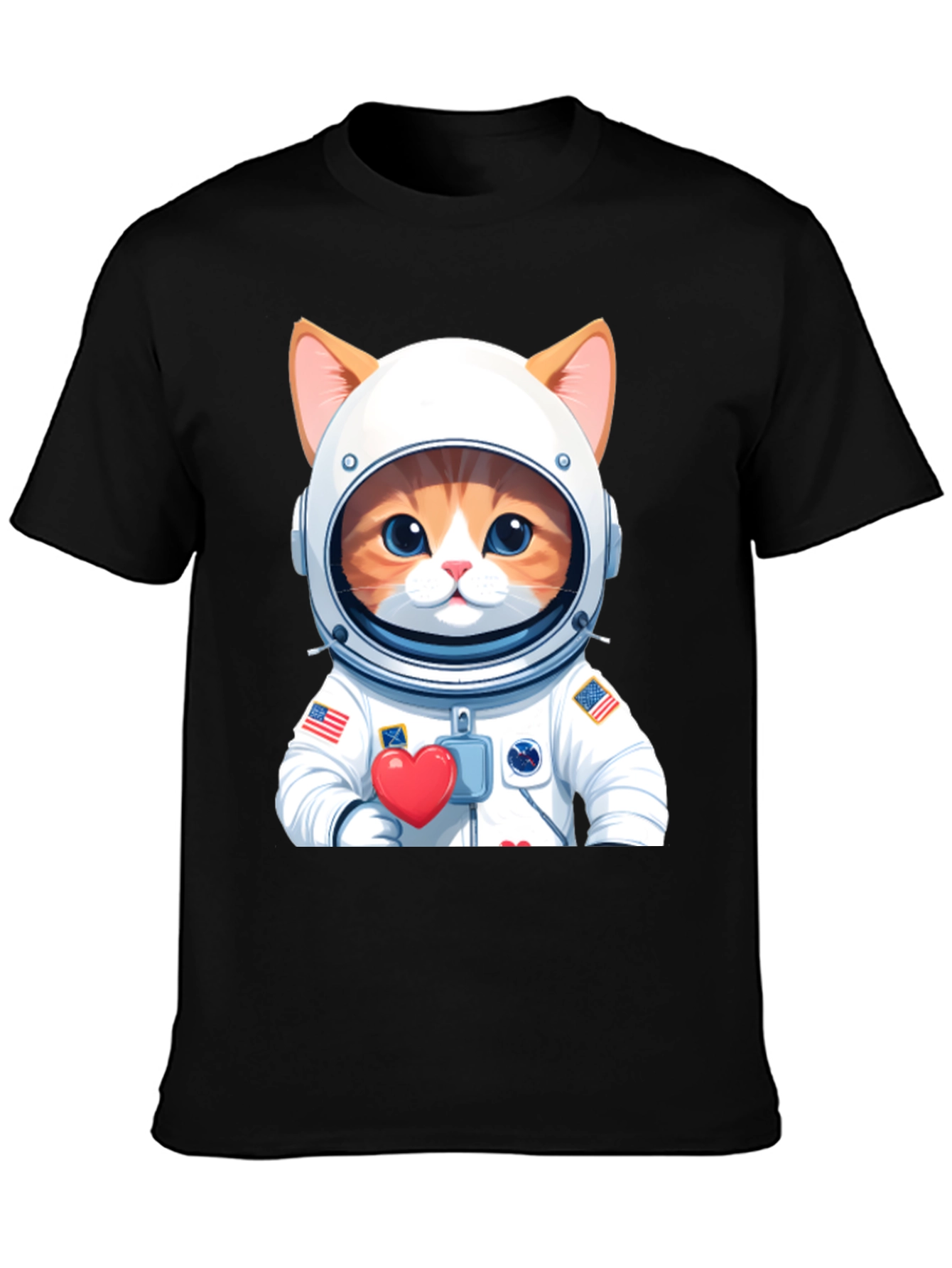 Cat Astronaut Black T-Shirt