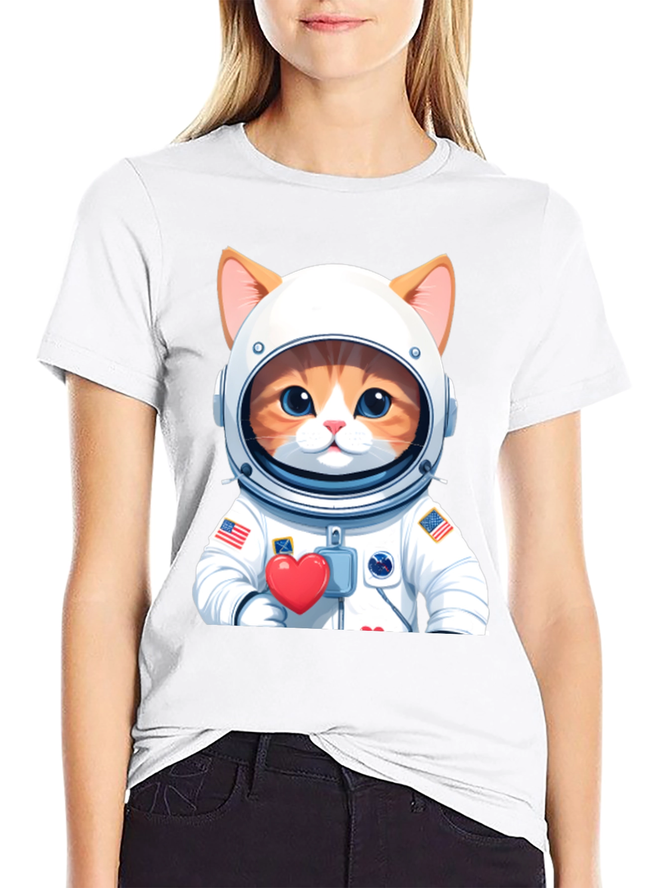 Cat Astronaut Black T-Shirt