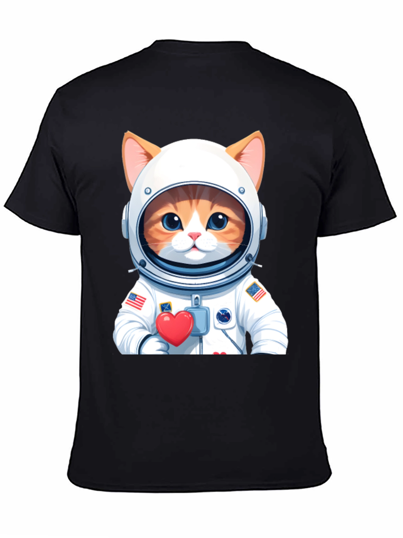 Cat Astronaut Black T-Shirt