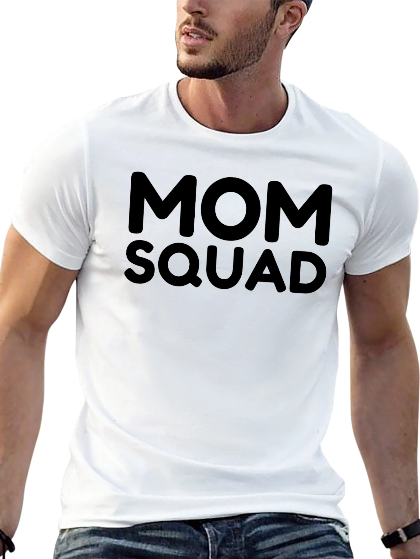 Mom Squad Graphic Tee - Black Crew Neck T-Shirt