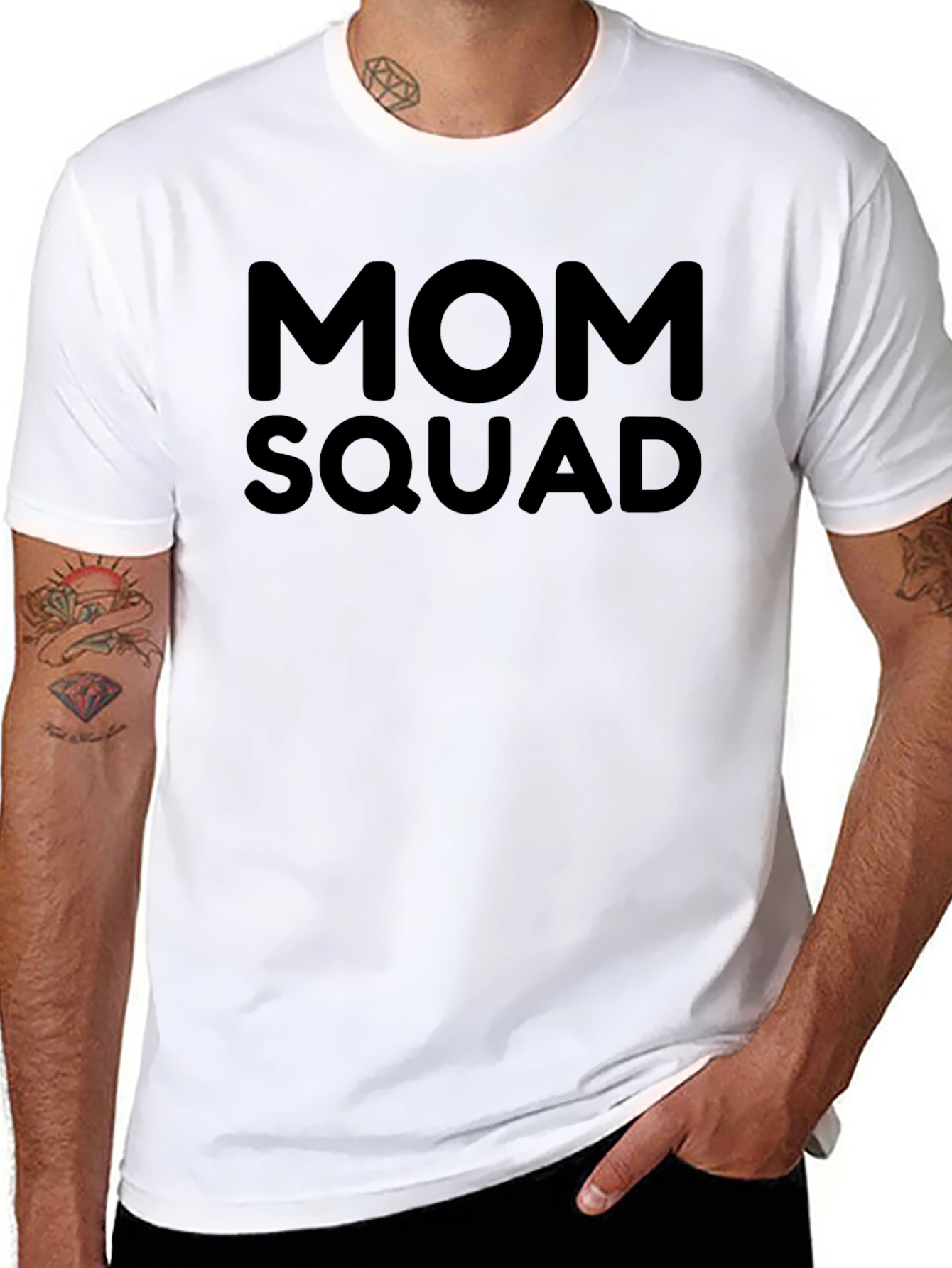 Mom Squad Graphic Tee - Black Crew Neck T-Shirt