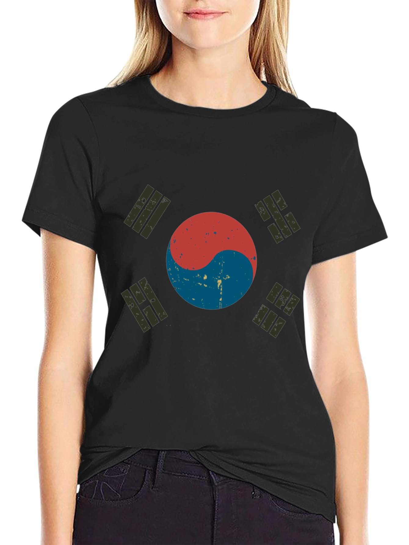 Korean Flag Distressed Graphic T-Shirt
