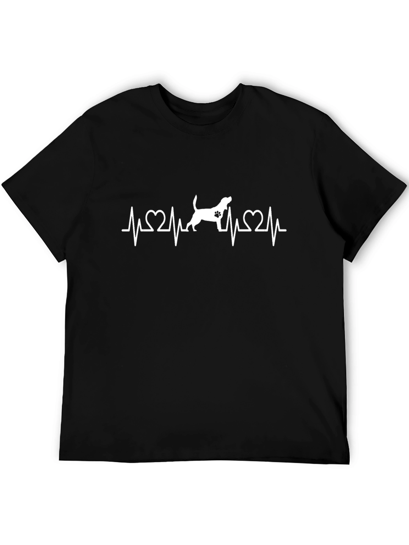 Dog Lover Heartbeat T-Shirt - Black