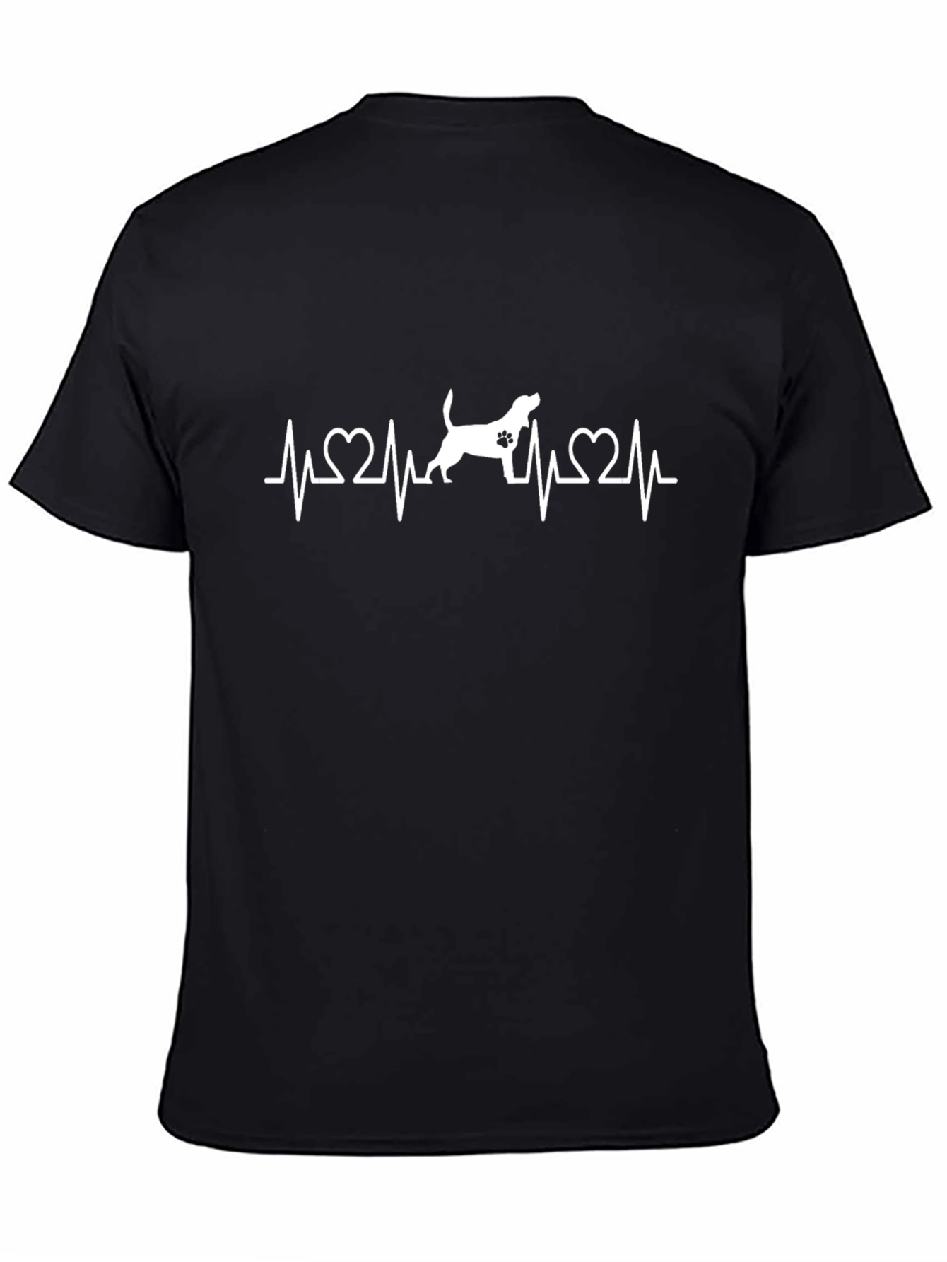 Dog Lover Heartbeat T-Shirt - Black