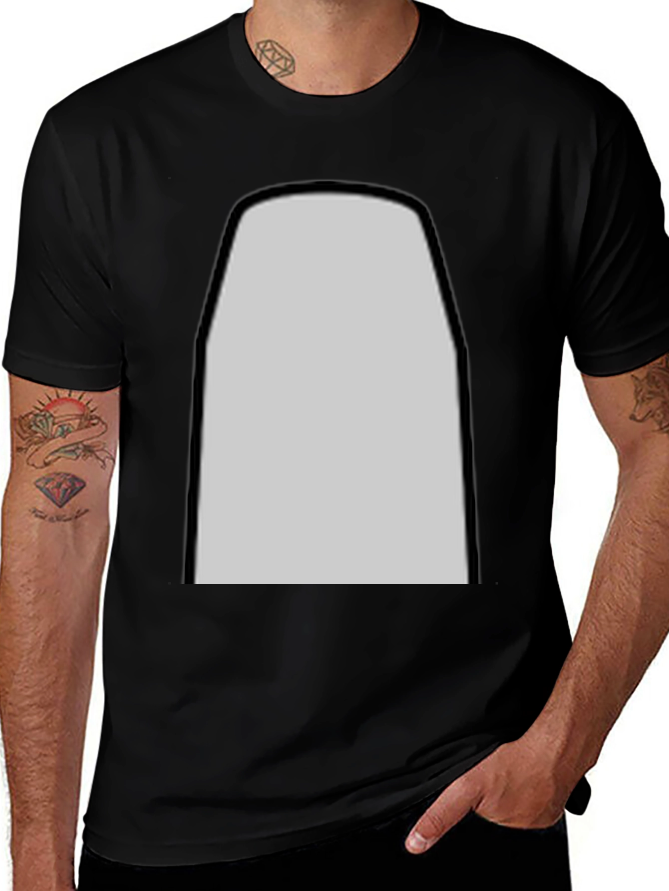 Mens Black T-Shirt with Customizable Print Area