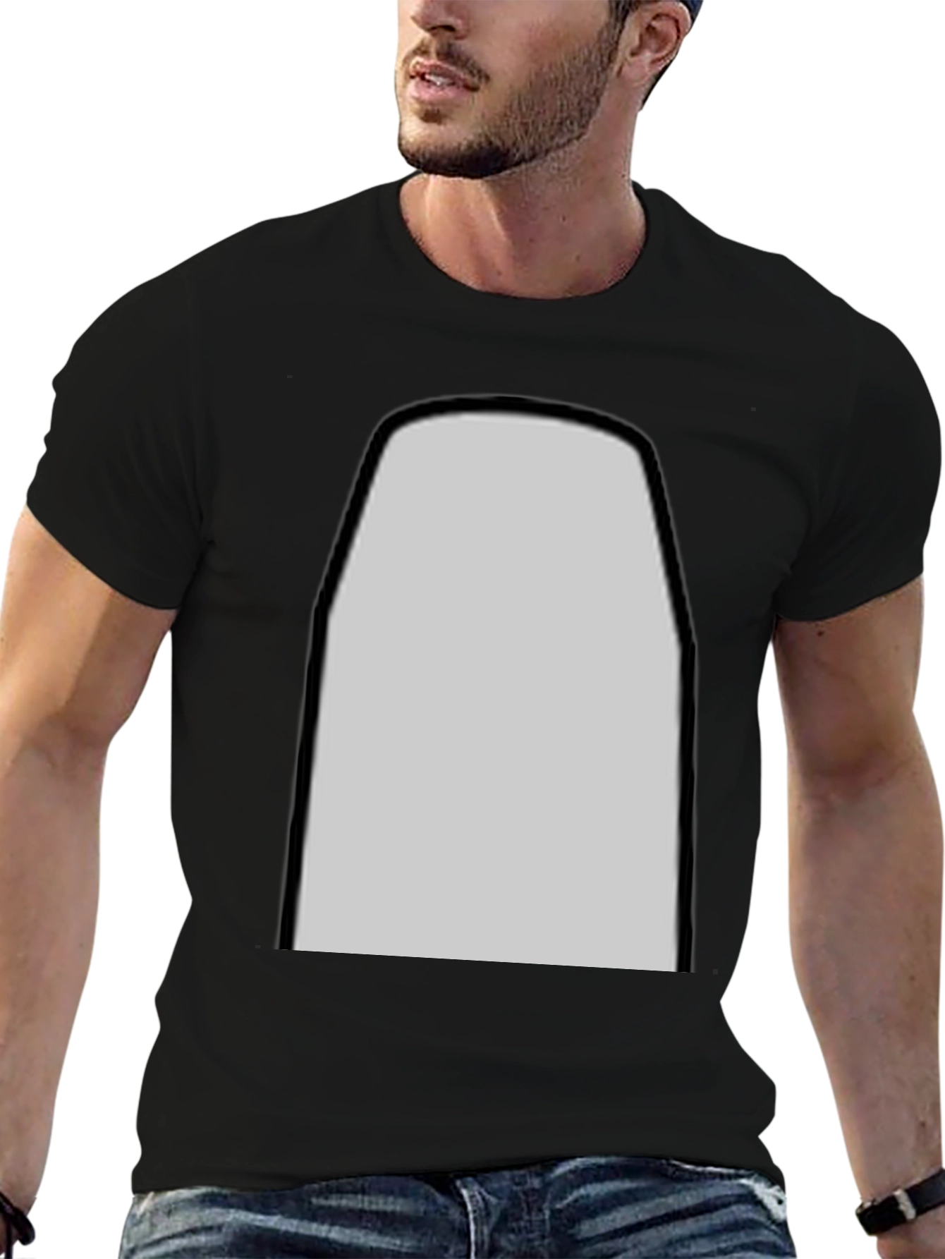 Mens Black T-Shirt with Customizable Print Area