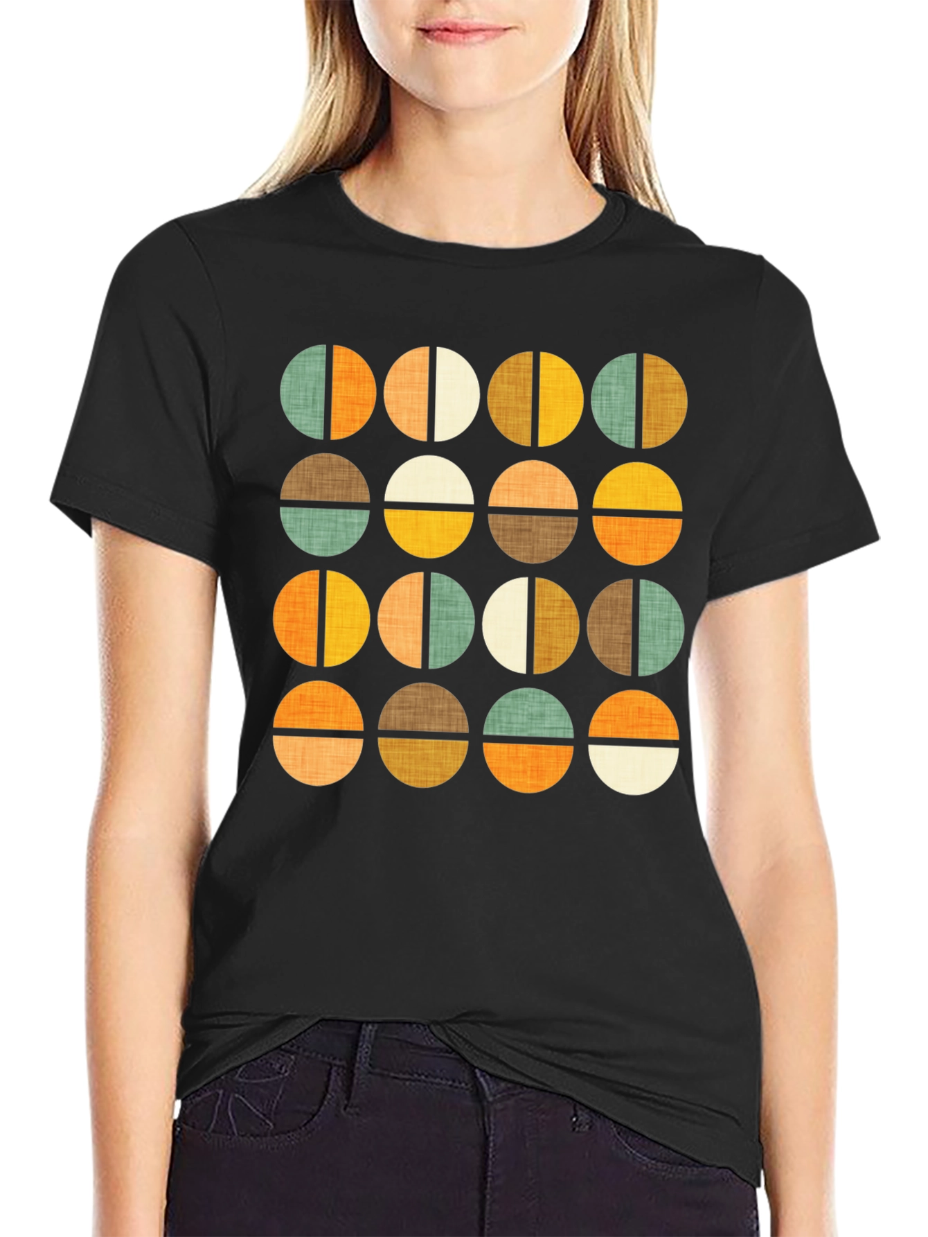 Retro Geometric Circle Pattern T-Shirt
