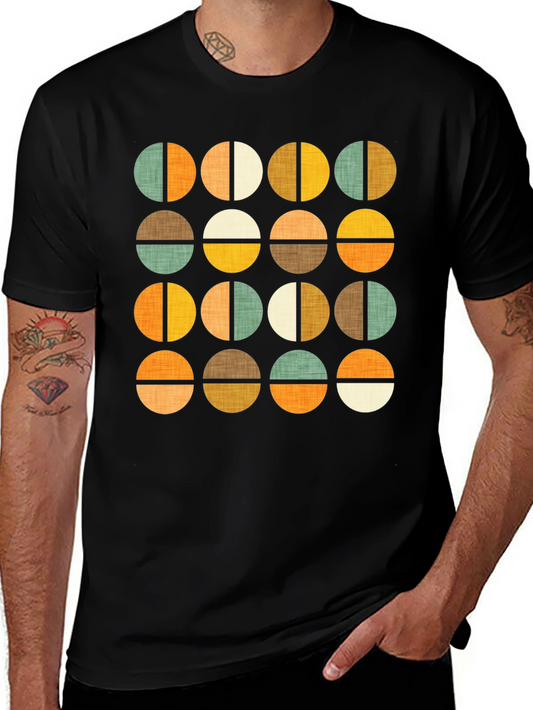 Retro Geometric Circle Pattern T-Shirt