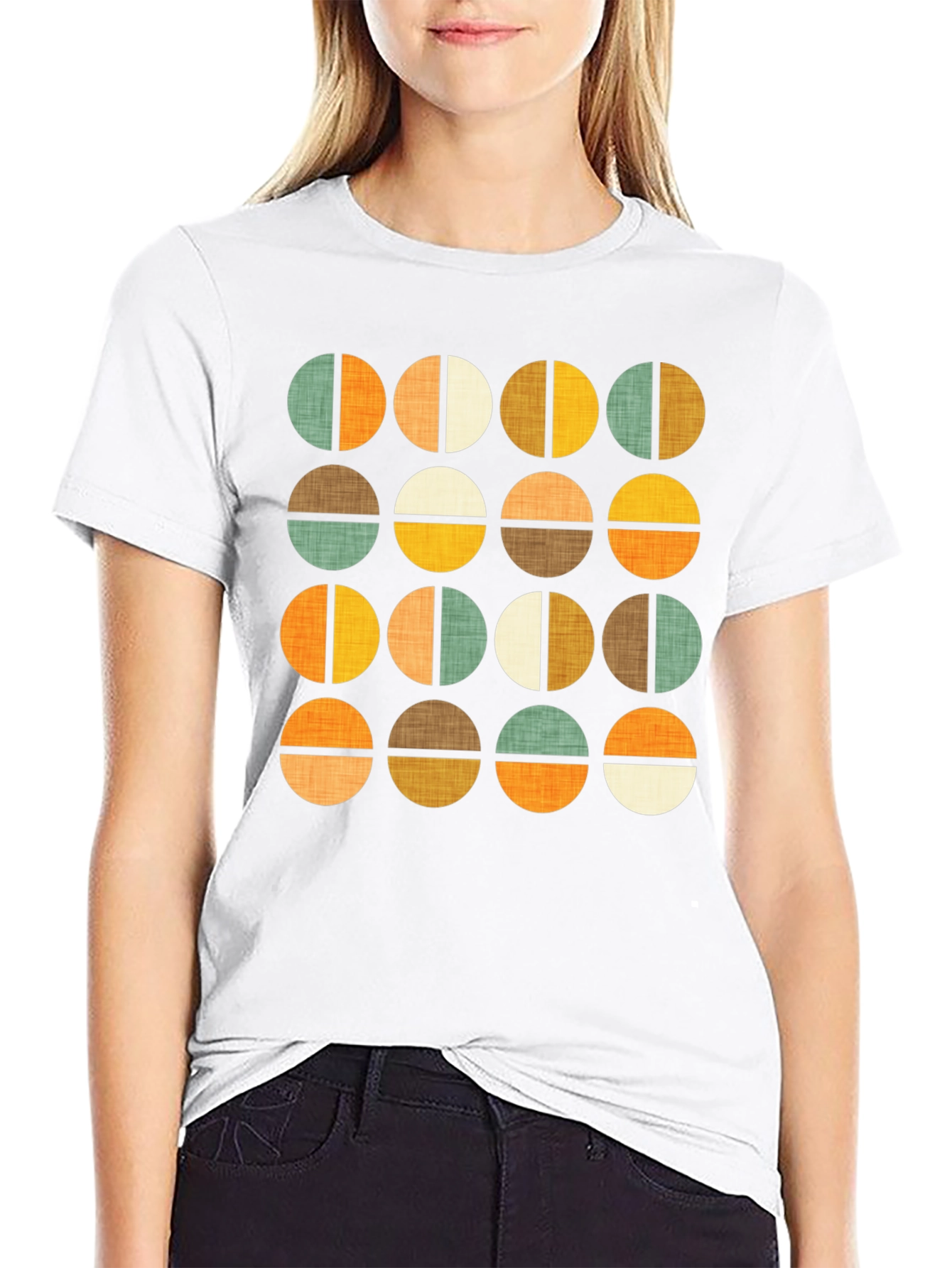 Retro Geometric Circle Pattern T-Shirt