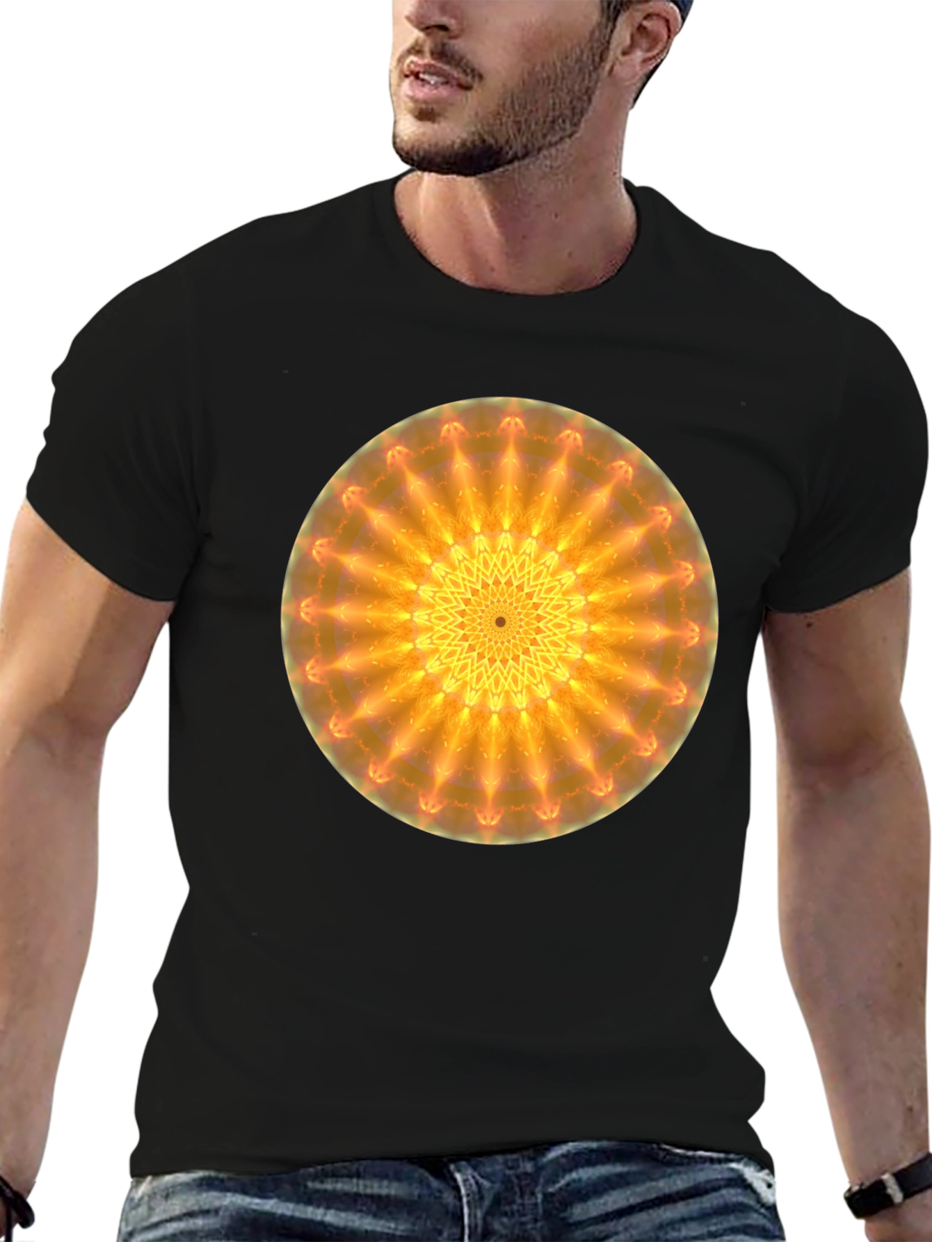 Radiant Mandala Graphic Black T-Shirt