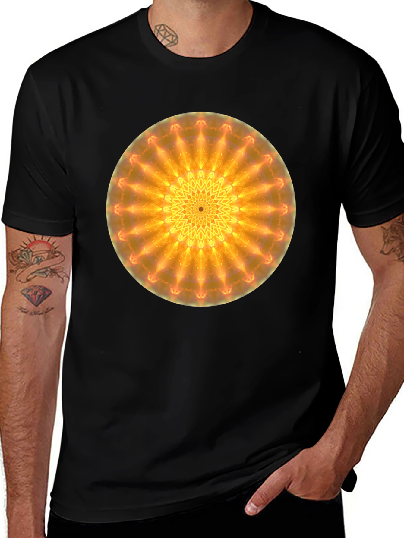 Radiant Mandala Graphic Black T-Shirt