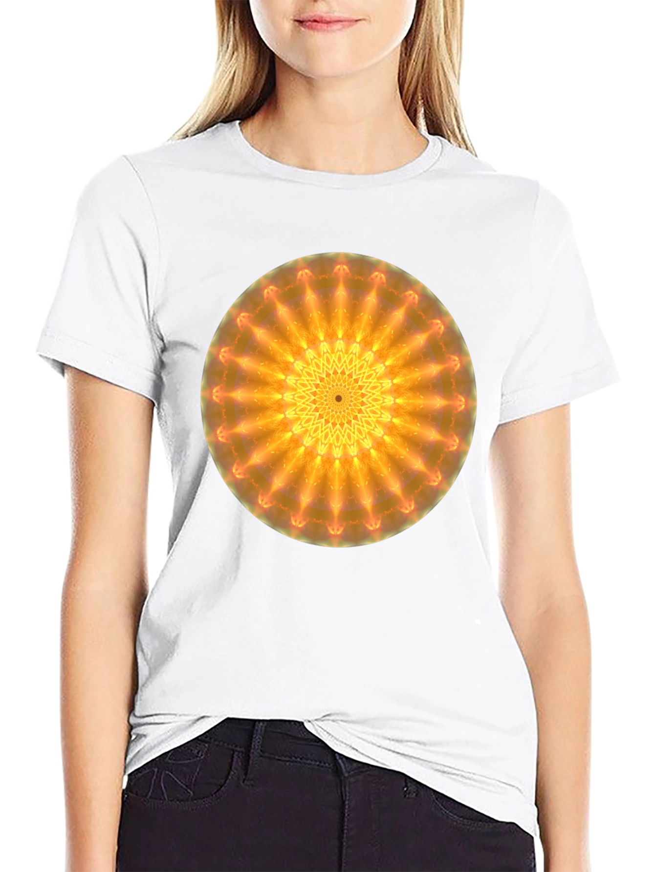 Radiant Mandala Graphic Black T-Shirt