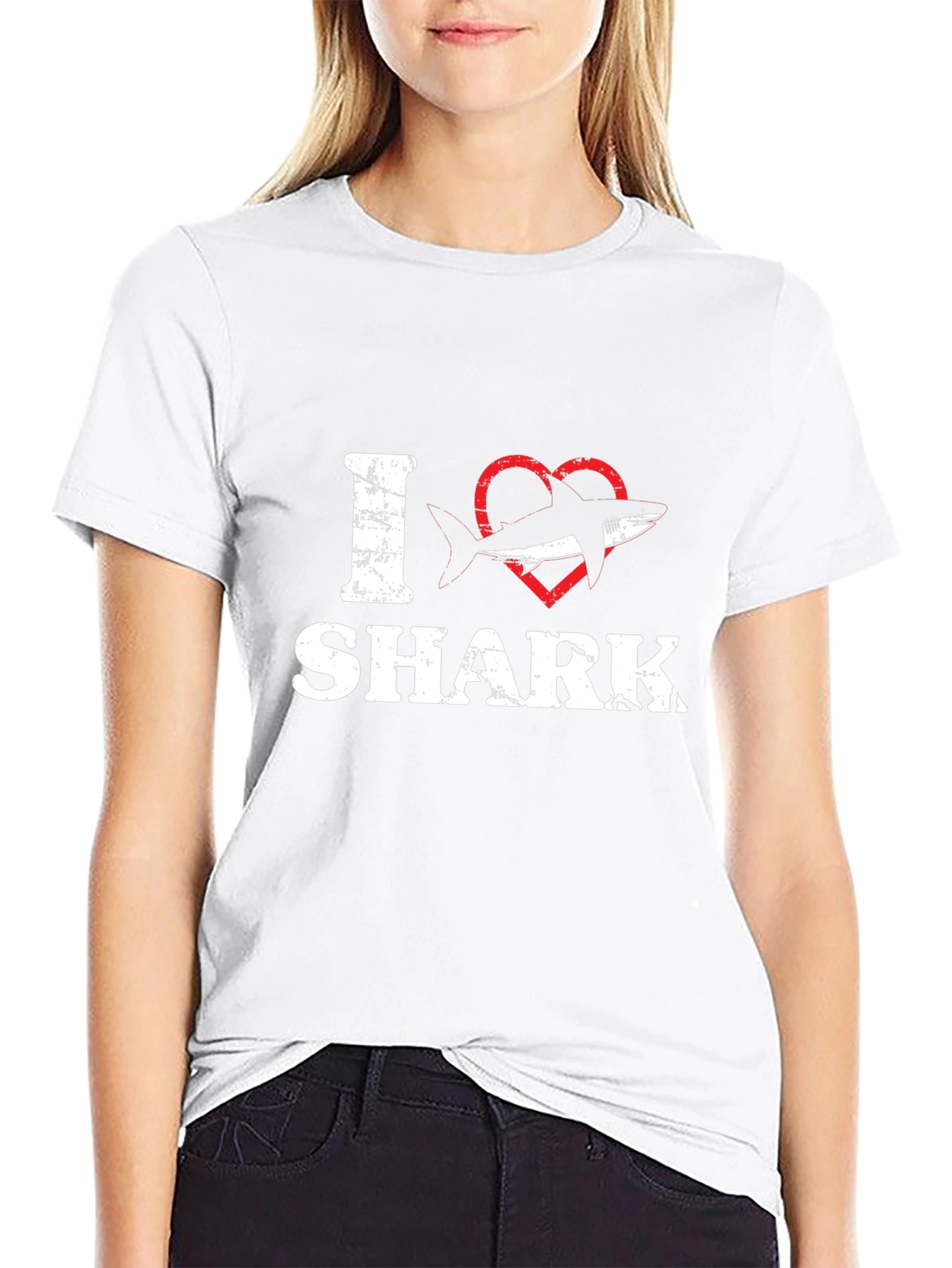 I Heart Shark T-Shirt - Black Cotton Tee
