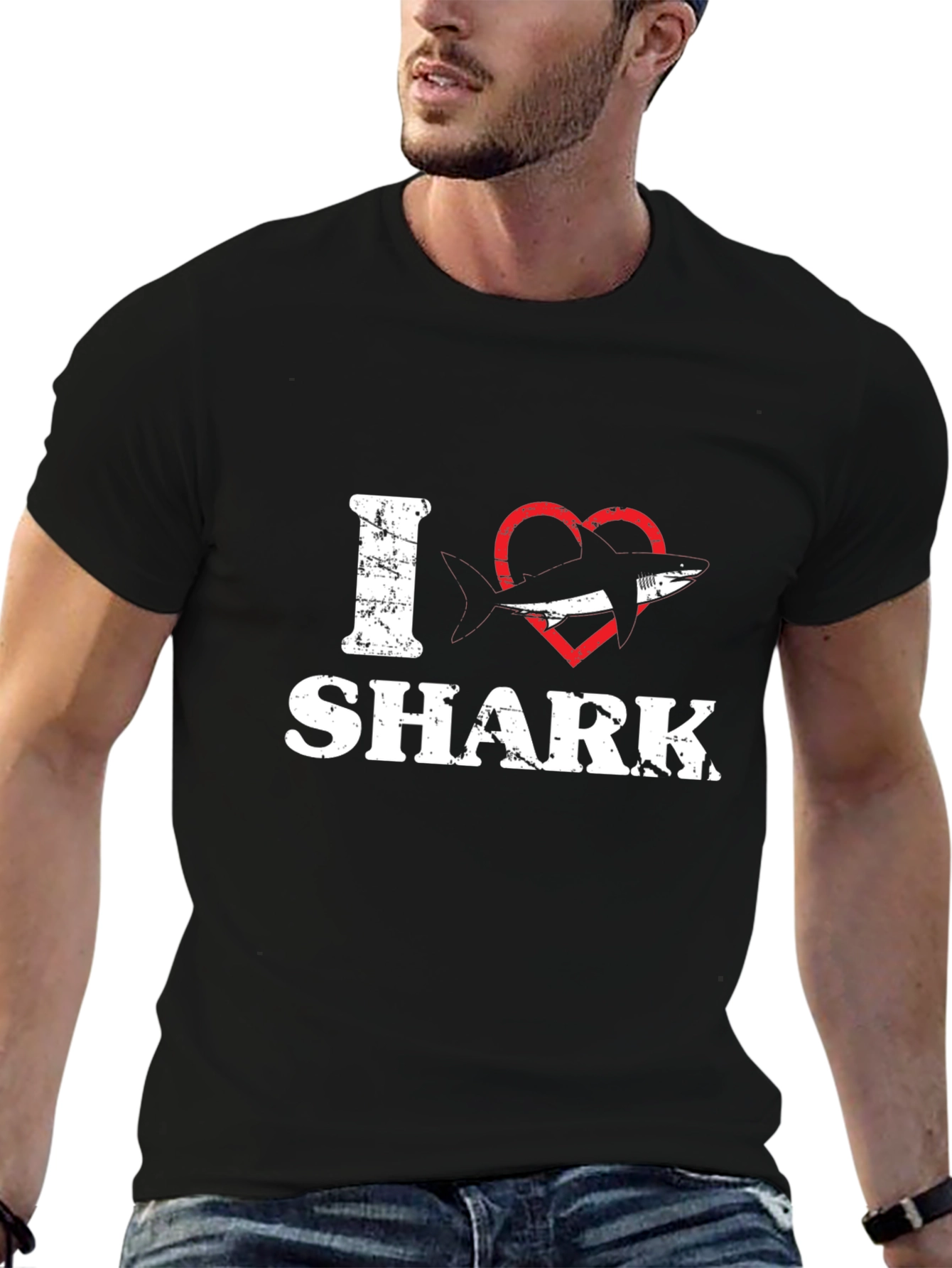 I Heart Shark T-Shirt - Black Cotton Tee