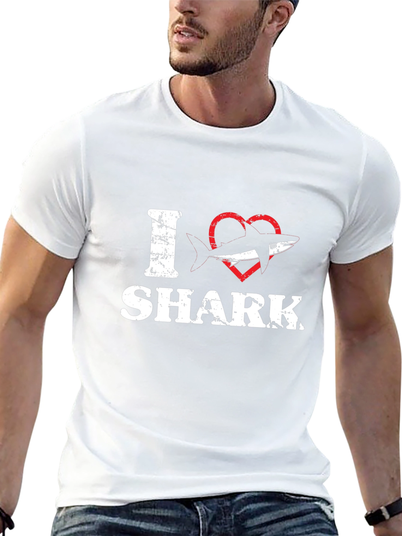 I Heart Shark T-Shirt - Black Cotton Tee