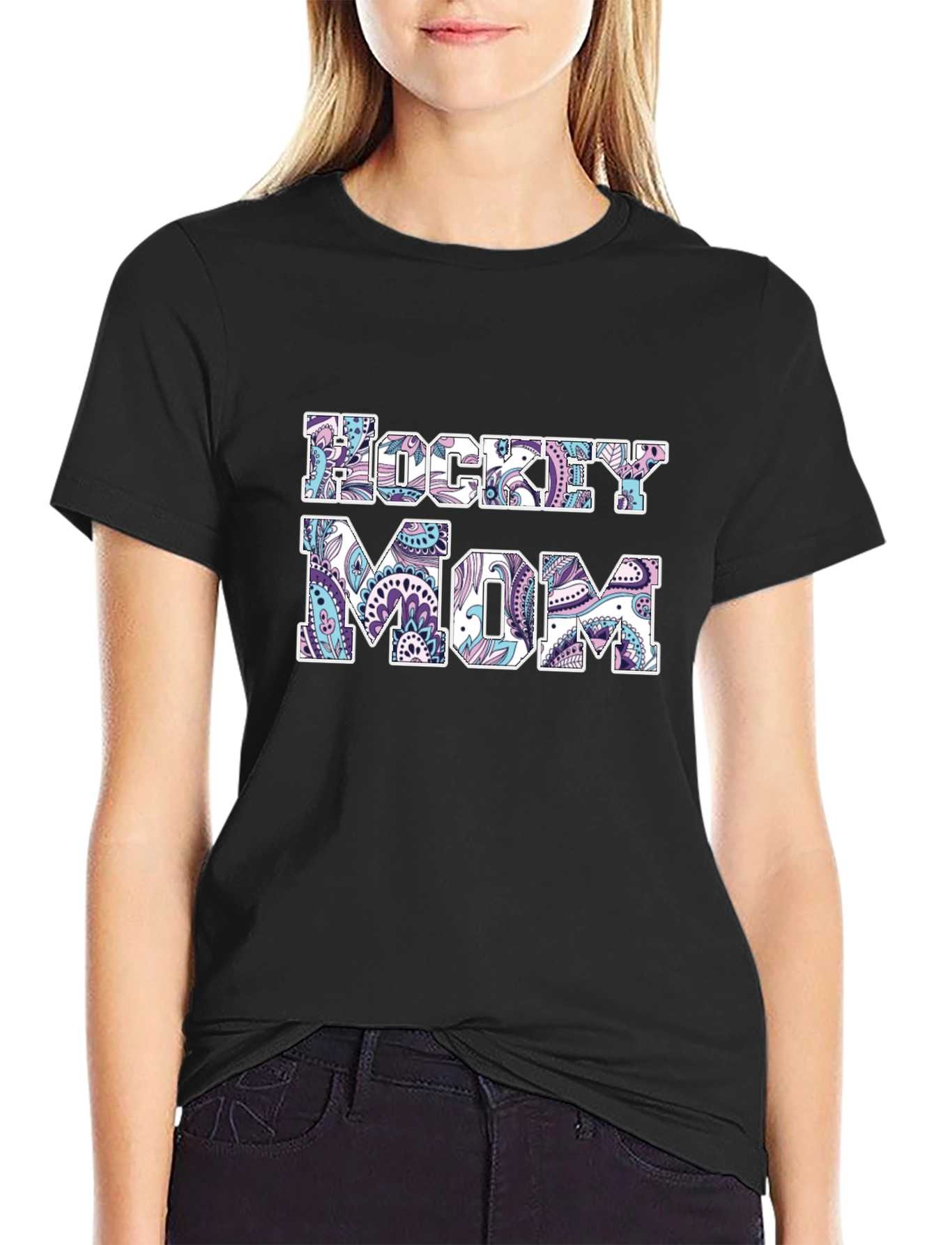 Hockey Mom Graphic T-Shirt - Black