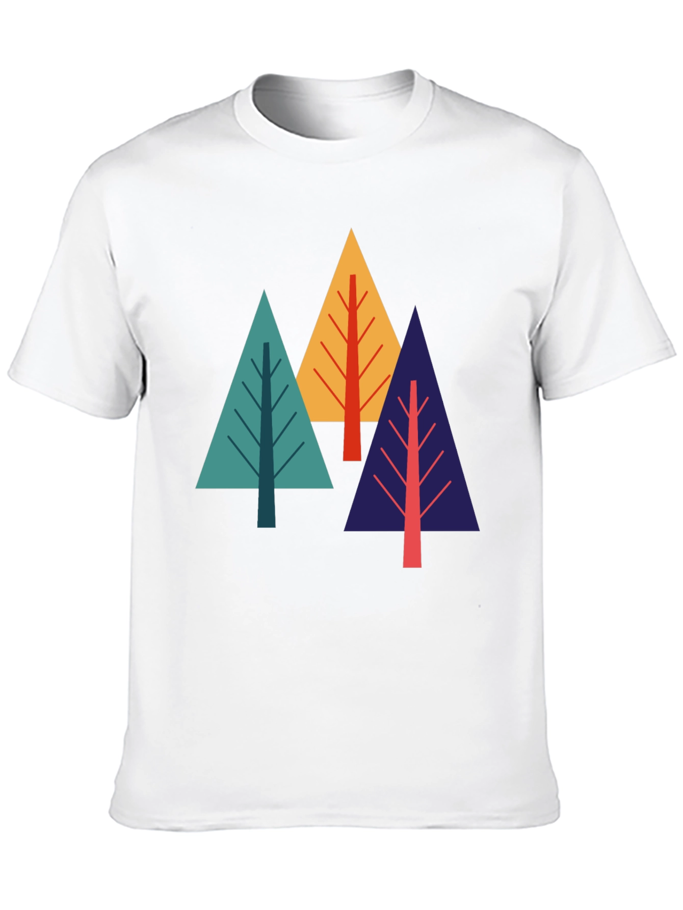 Geometric Tree Graphic Tee - Black Cotton Blend