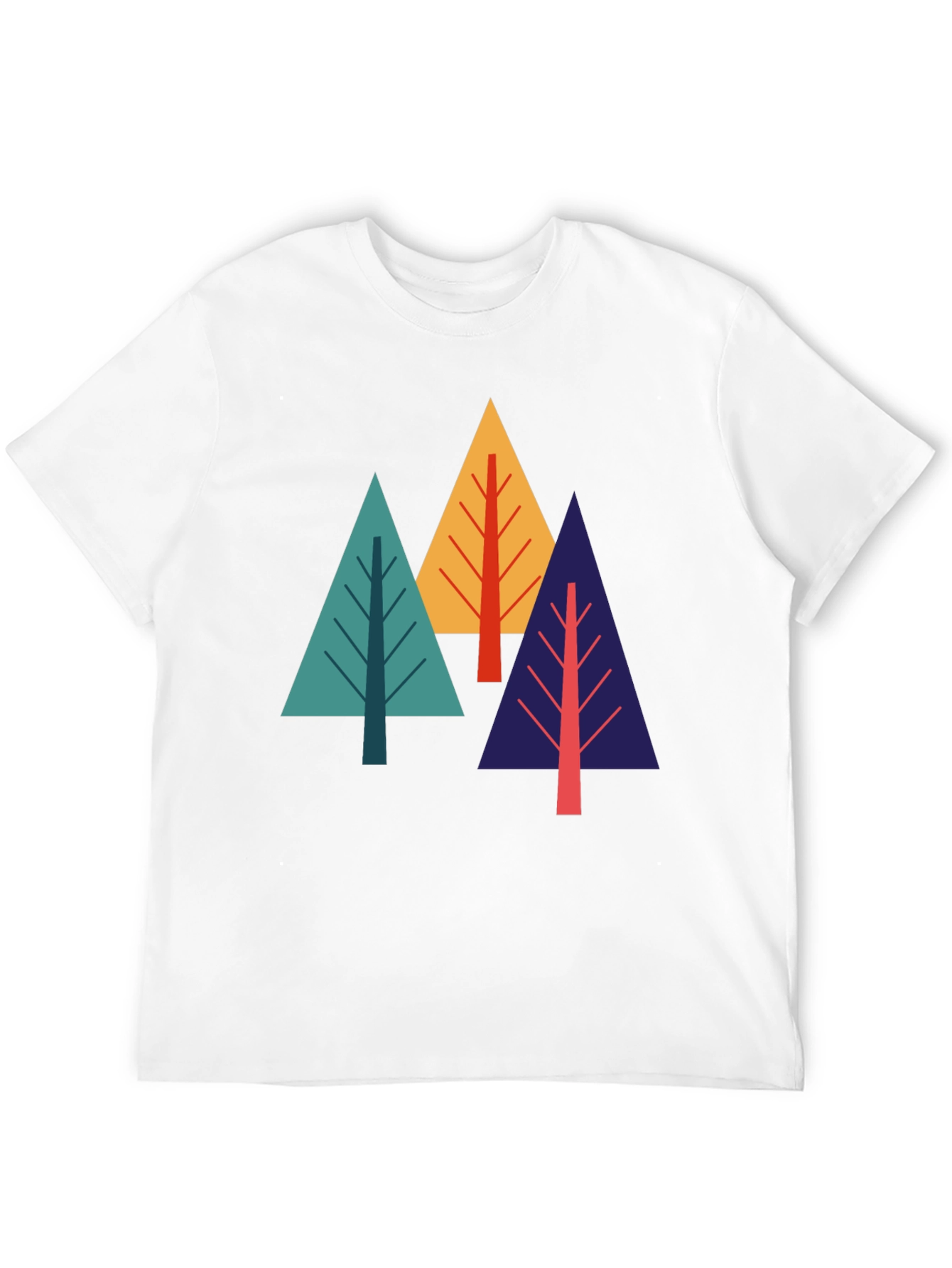 Geometric Tree Graphic Tee - Black Cotton Blend
