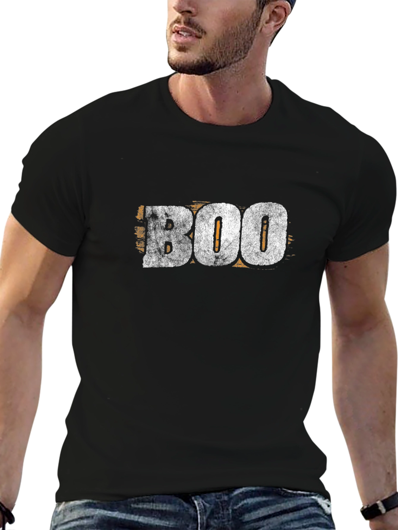 Distressed BOO Graphic Black T-Shirt