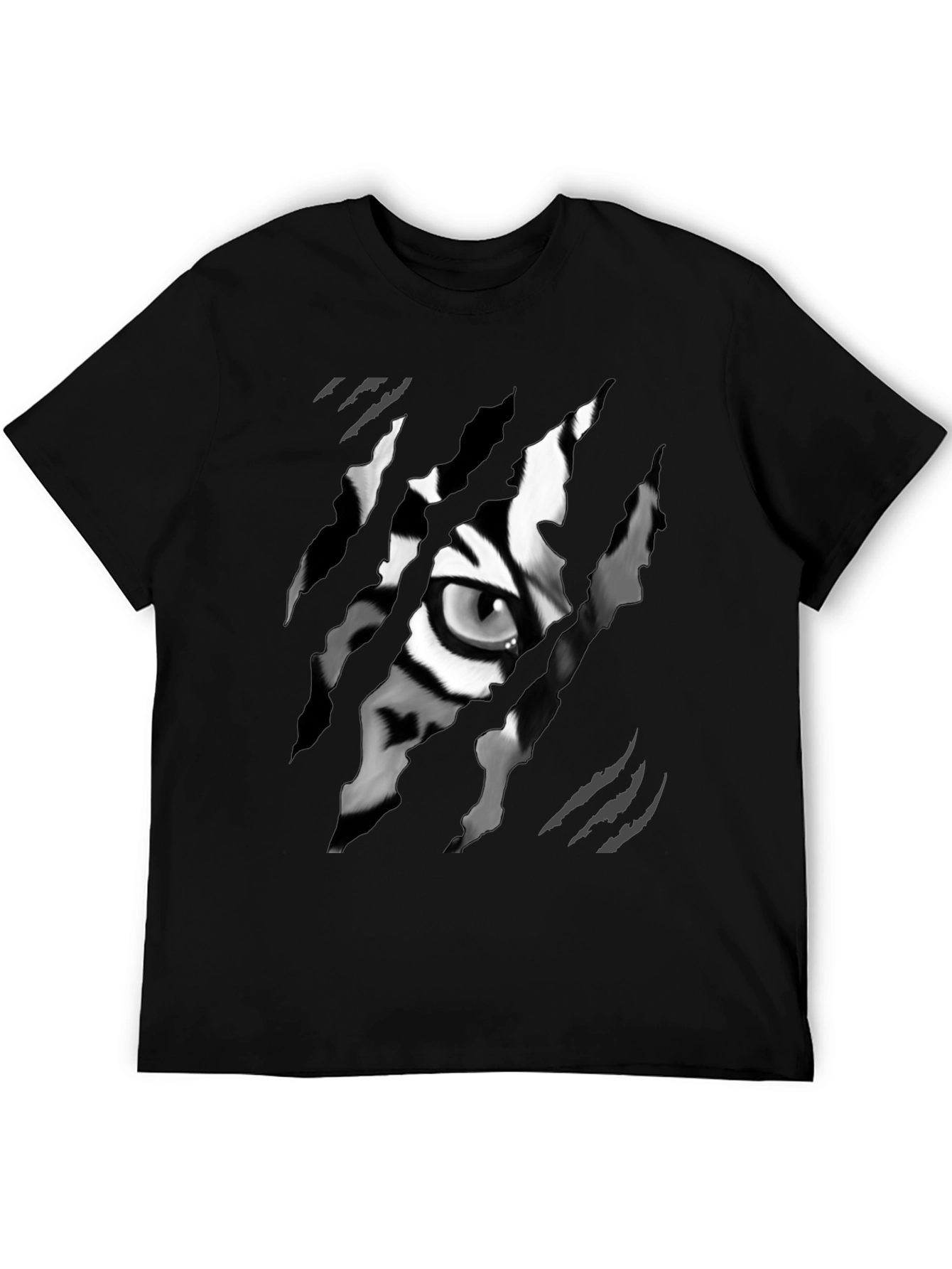Ripped Tiger Eye Graphic Tee - Black