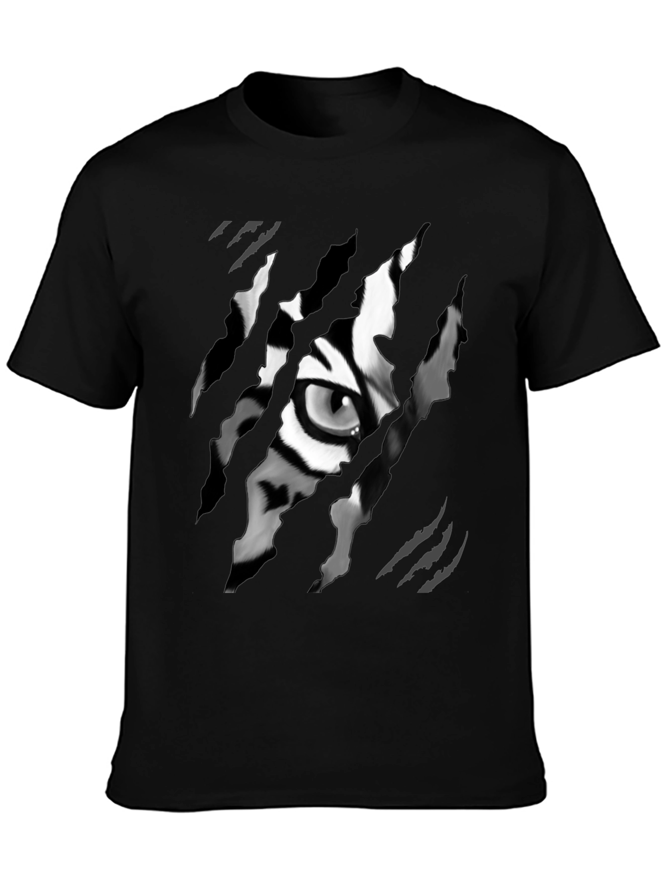 Ripped Tiger Eye Graphic Tee - Black