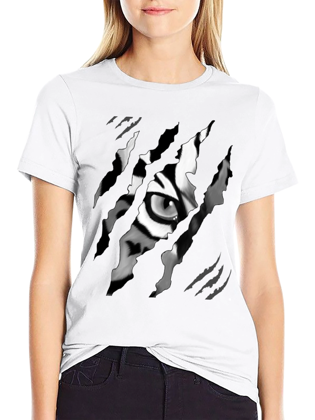 Ripped Tiger Eye Graphic Tee - Black