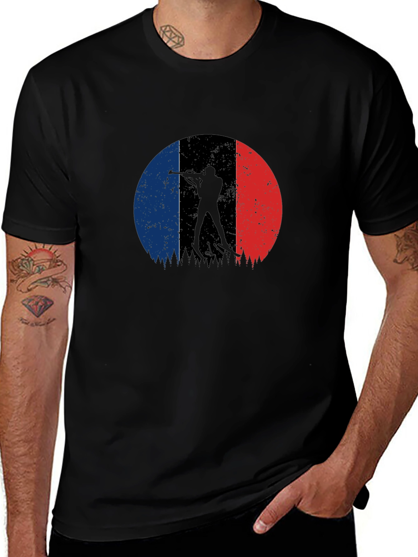 Biathlon Silhouette French Flag Graphic Tee