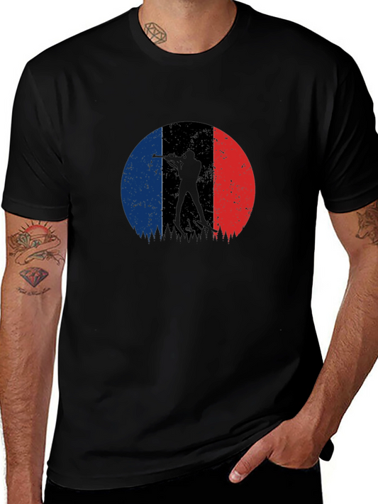 Biathlon Silhouette French Flag Graphic Tee