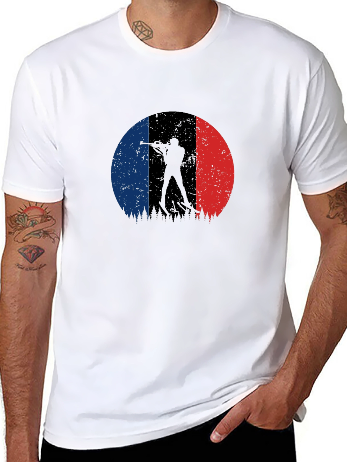 Biathlon Silhouette French Flag Graphic Tee