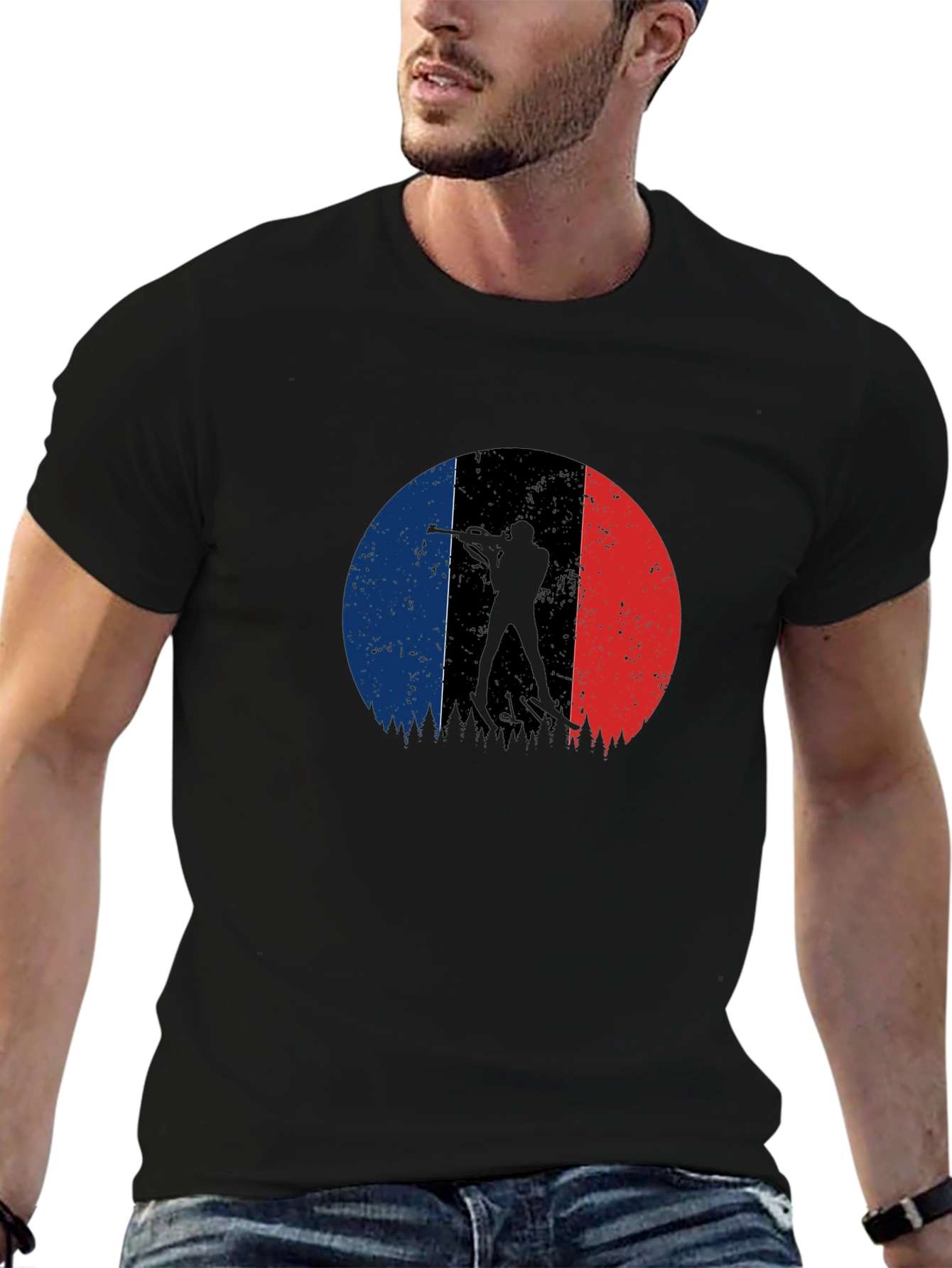 Biathlon Silhouette French Flag Graphic Tee
