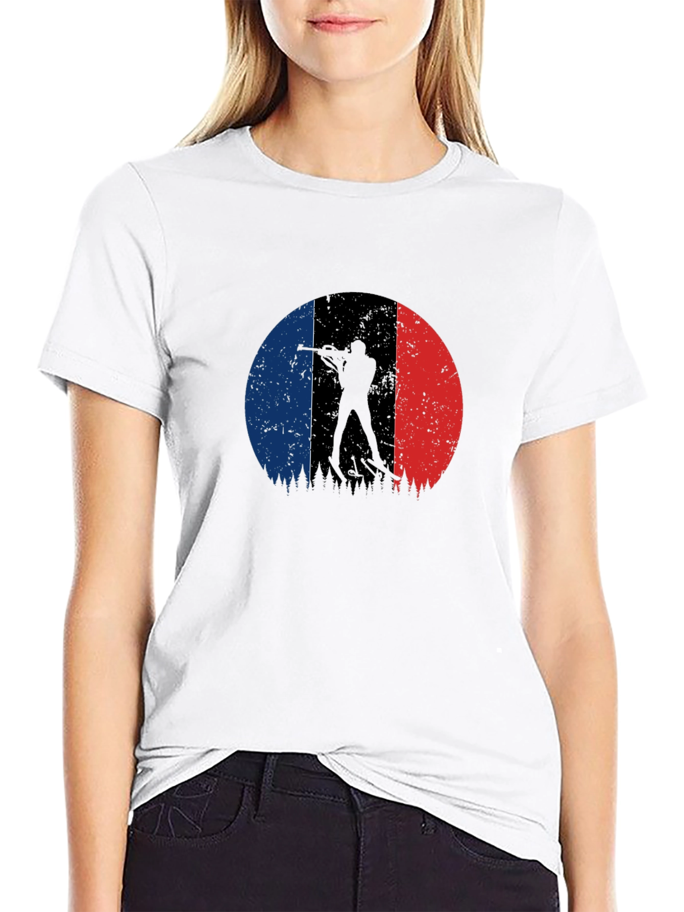 Biathlon Silhouette French Flag Graphic Tee