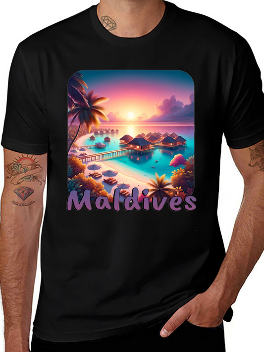 Maldives Paradise Graphic Tee - Tropical Island T-Shirt