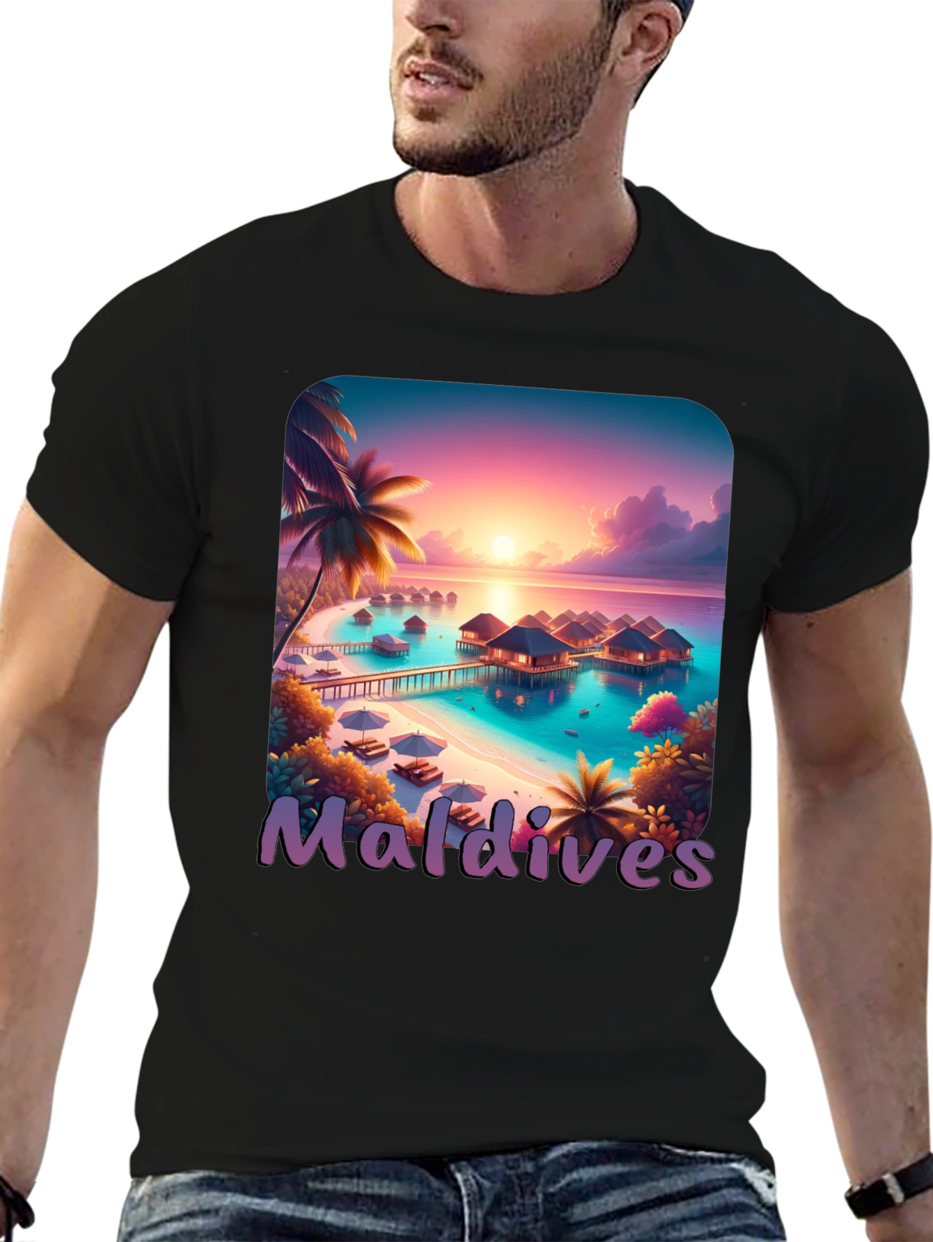 Maldives Paradise Graphic Tee - Tropical Island T-Shirt