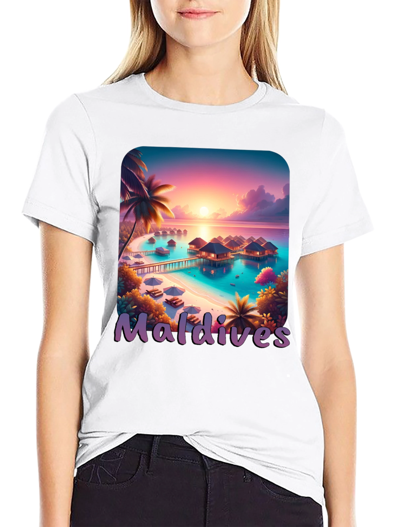 Maldives Paradise Graphic Tee - Tropical Island T-Shirt