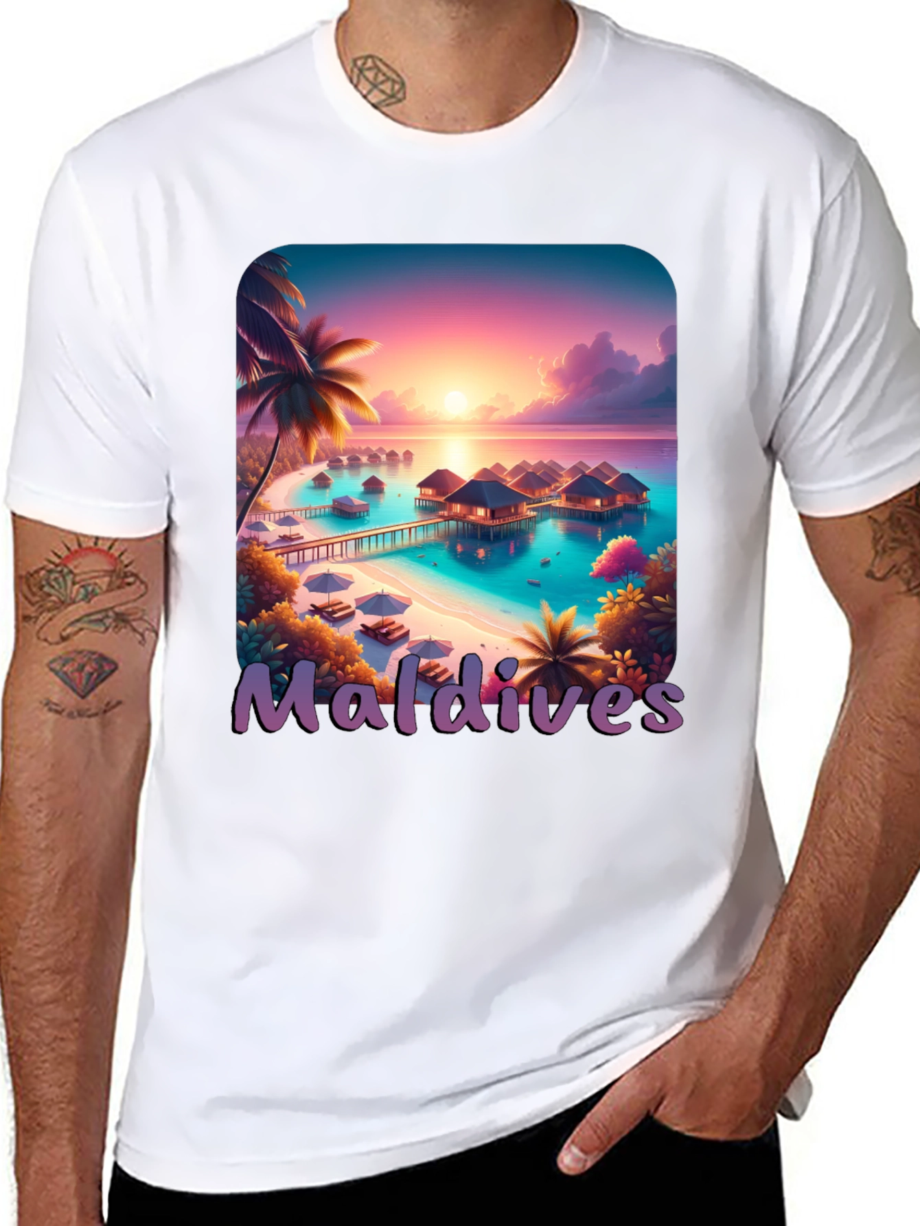 Maldives Paradise Graphic Tee - Tropical Island T-Shirt