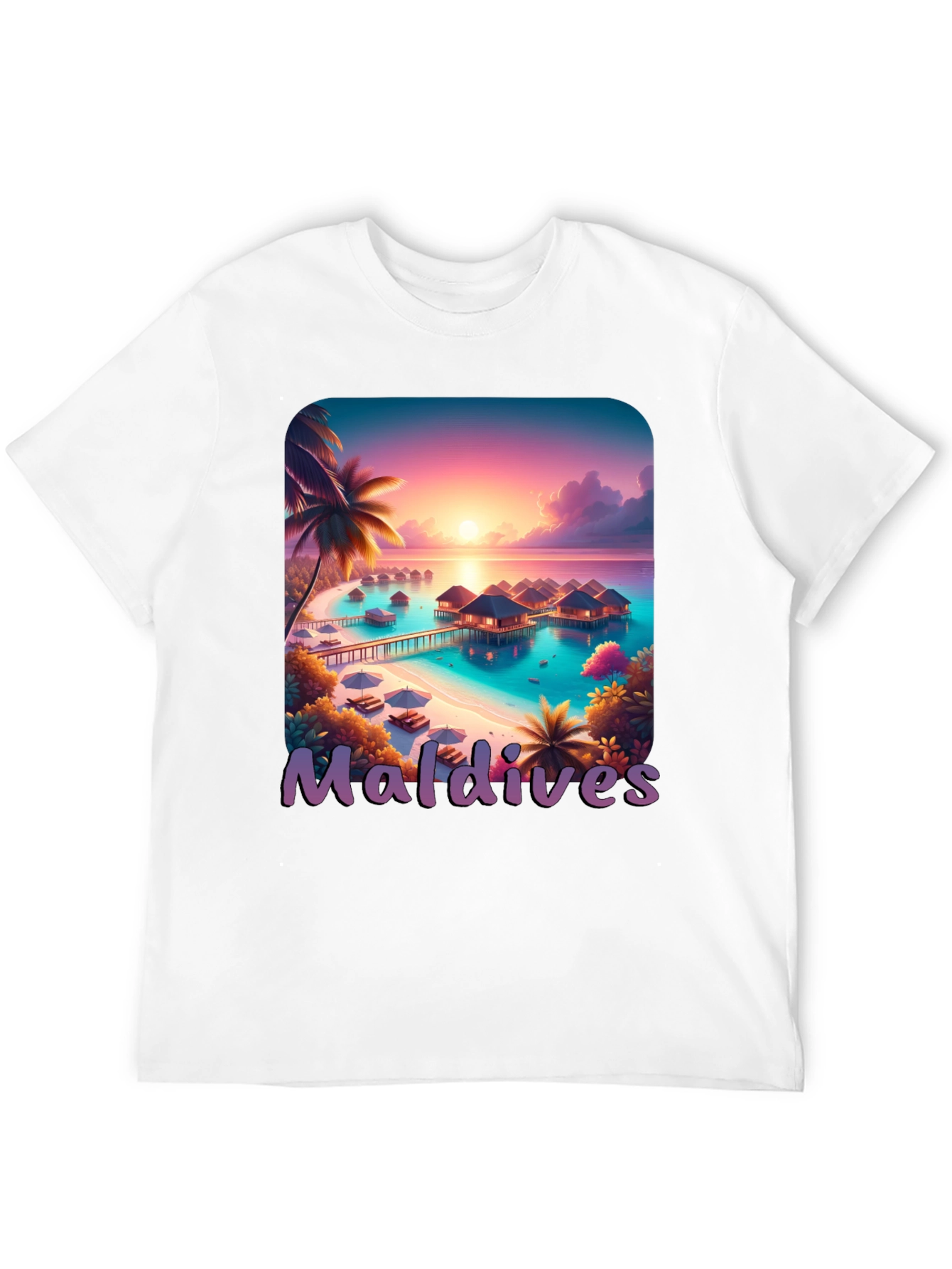 Maldives Paradise Graphic Tee - Tropical Island T-Shirt