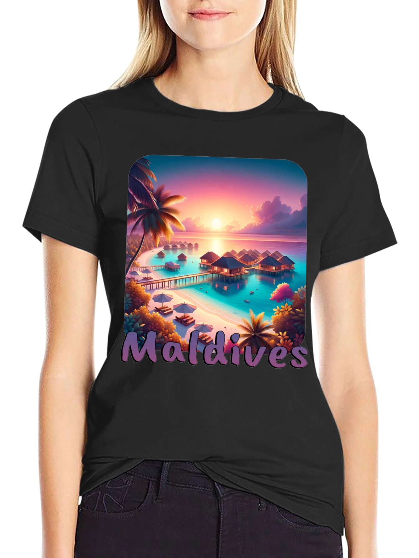 Maldives Paradise Graphic Tee - Tropical Island T-Shirt