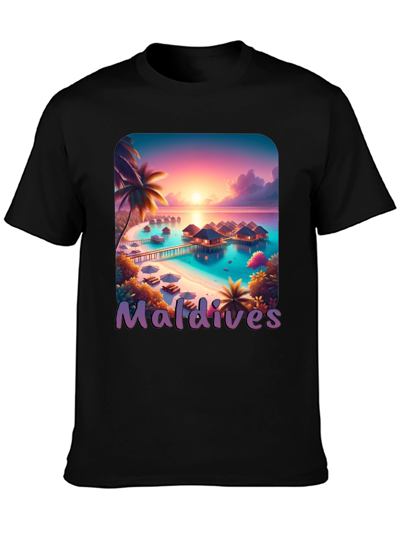 Maldives Paradise Graphic Tee - Tropical Island T-Shirt