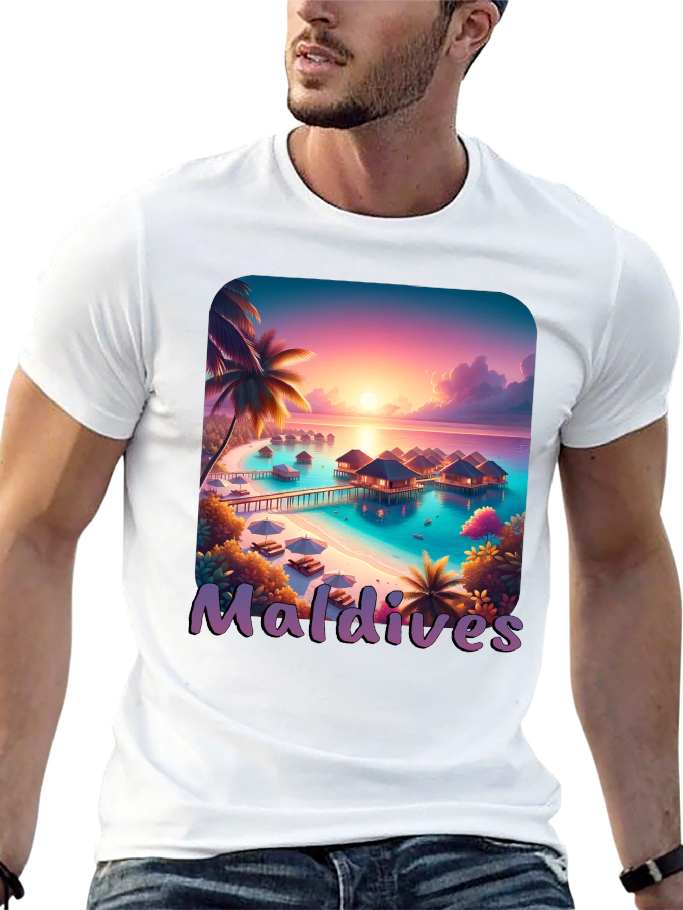 Maldives Paradise Graphic Tee - Tropical Island T-Shirt