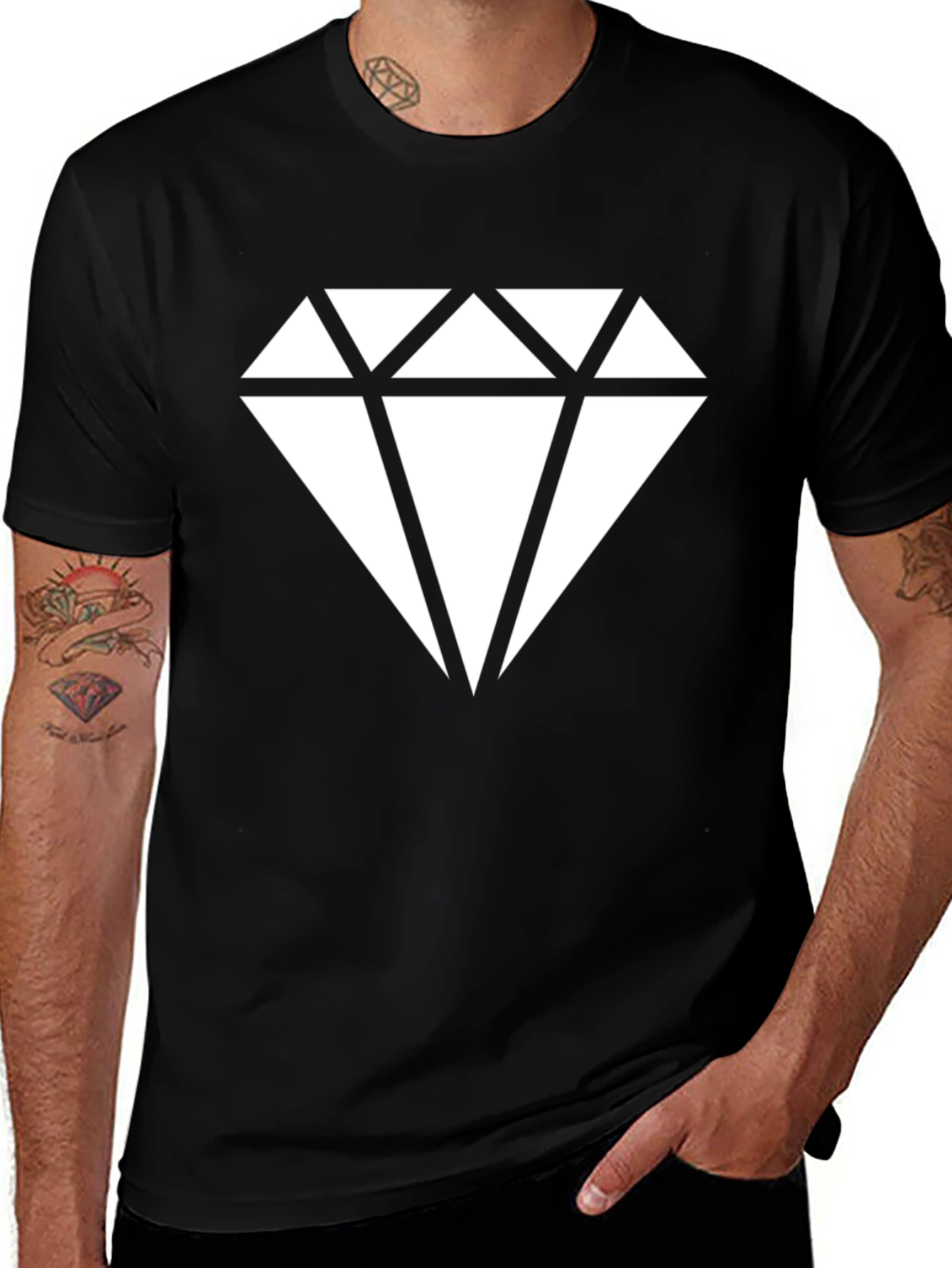 Diamond Graphic Black T-Shirt - Stylish Casual Wear