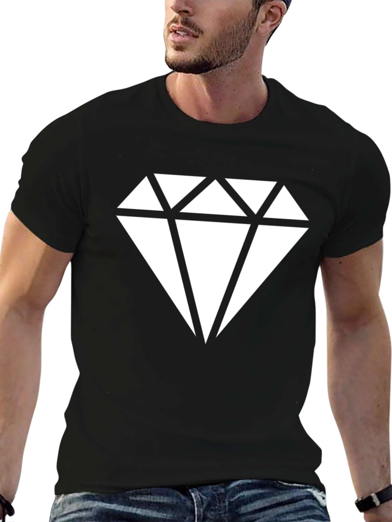 Diamond Graphic Black T-Shirt - Stylish Casual Wear