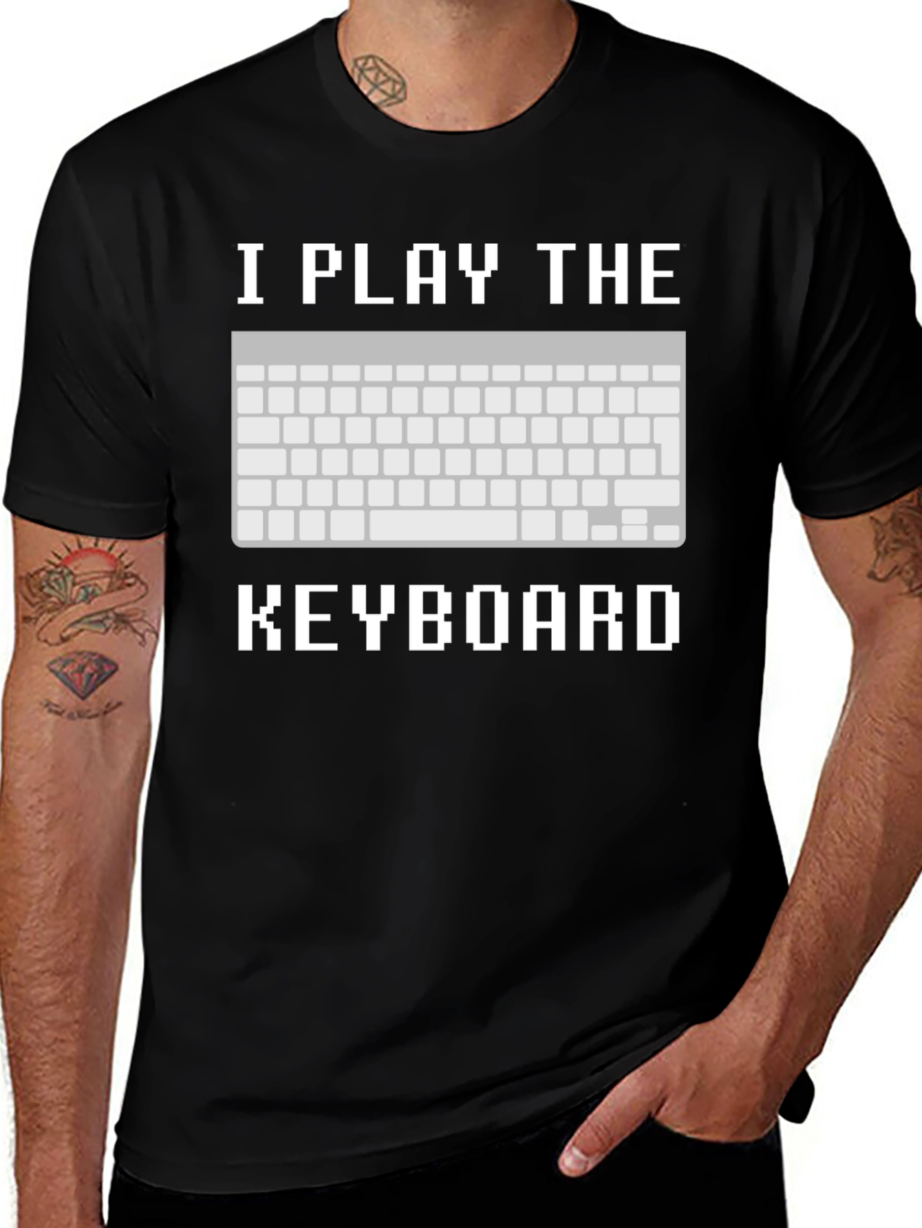 I Play the Keyboard T-Shirt - Pixelated Design