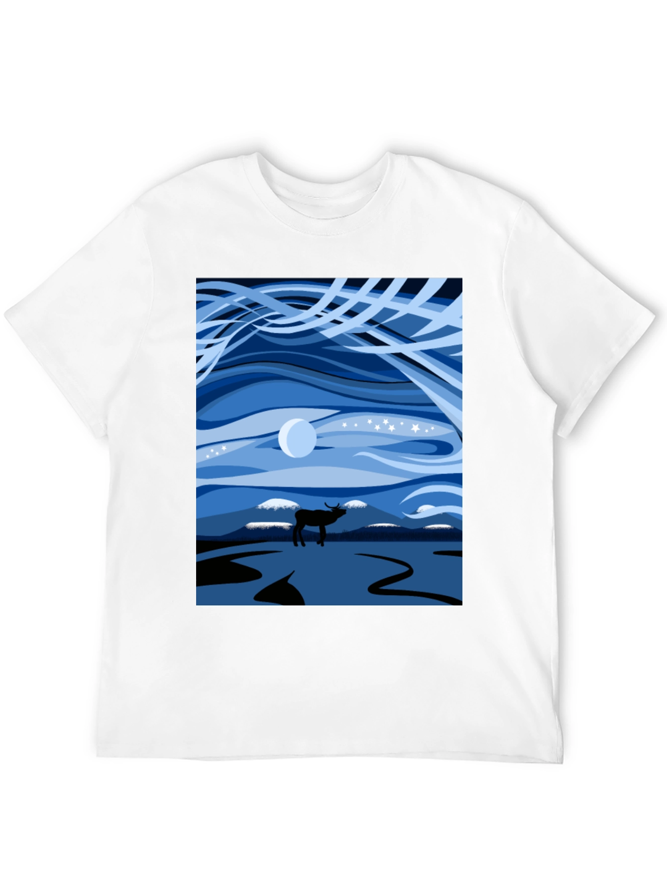 Night Sky Elk Graphic Tee - Stylish Unisex Design