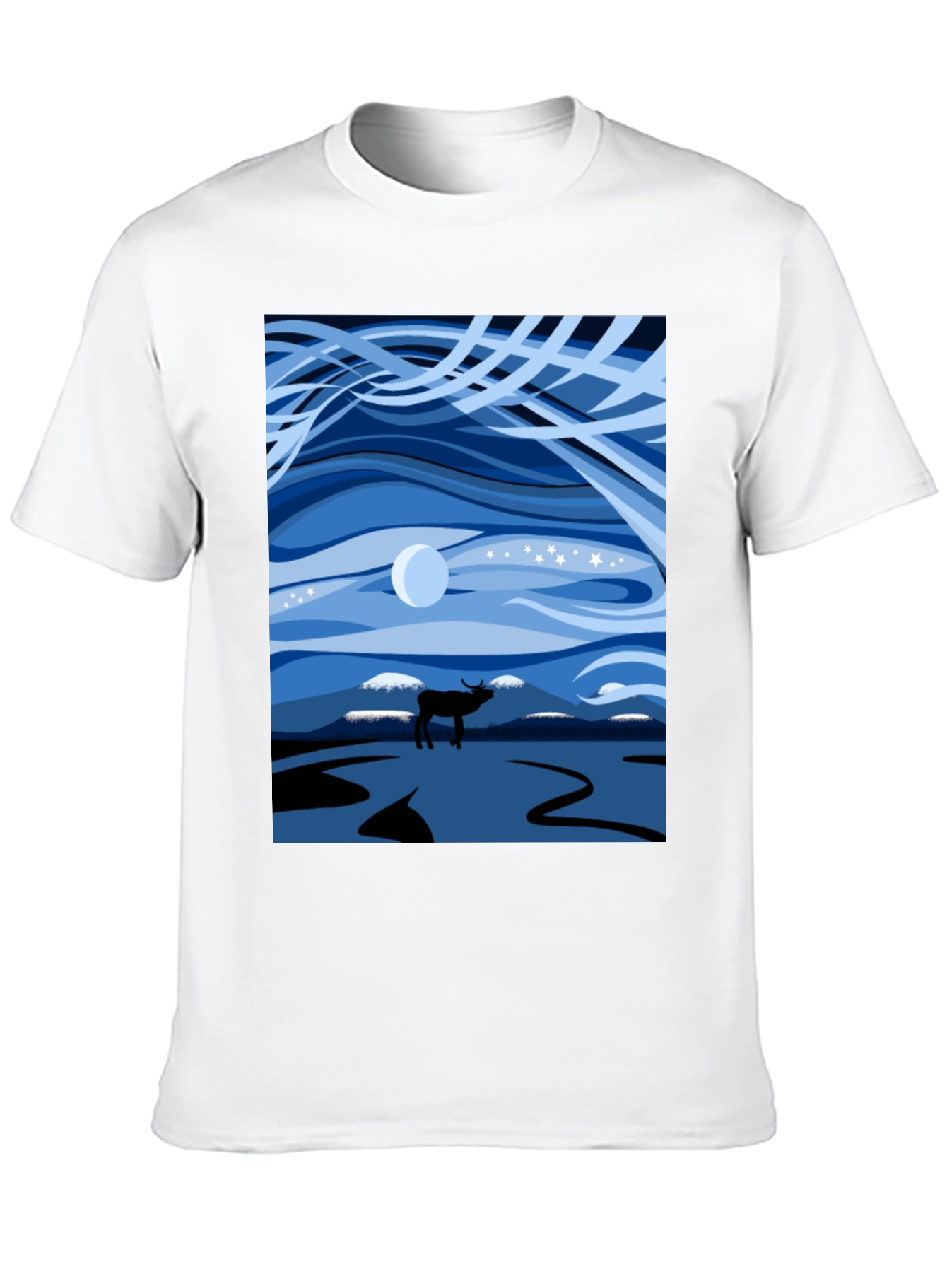Night Sky Elk Graphic Tee - Stylish Unisex Design