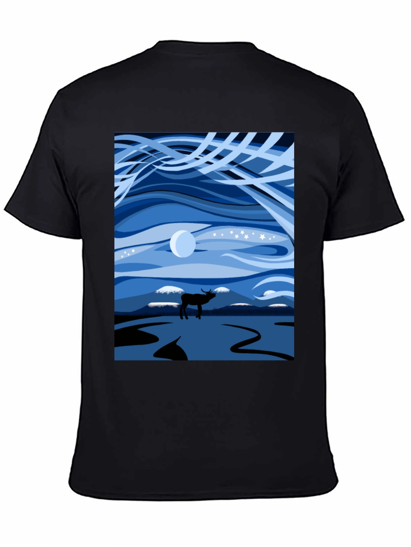 Night Sky Elk Graphic Tee - Stylish Unisex Design