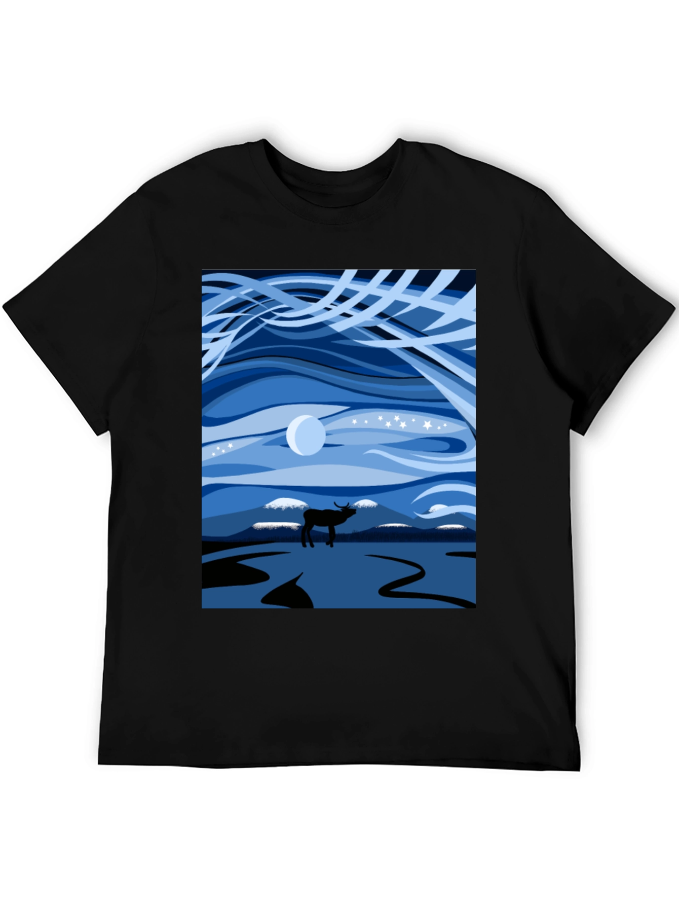 Night Sky Elk Graphic Tee - Stylish Unisex Design
